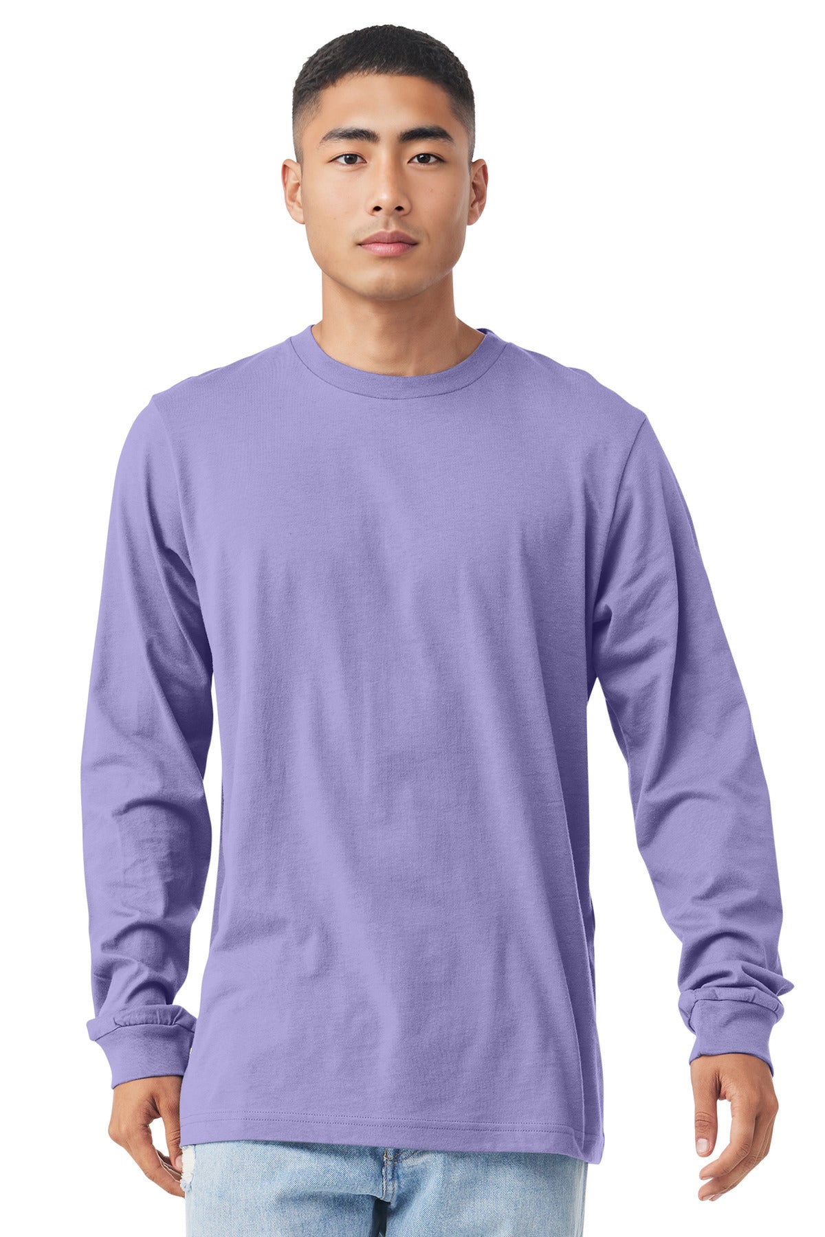 Custom Dark Lavender Unisex Jersey Long Sleeve Tee BC3501, personalized by SanCanDo Swag in Argyle, TX