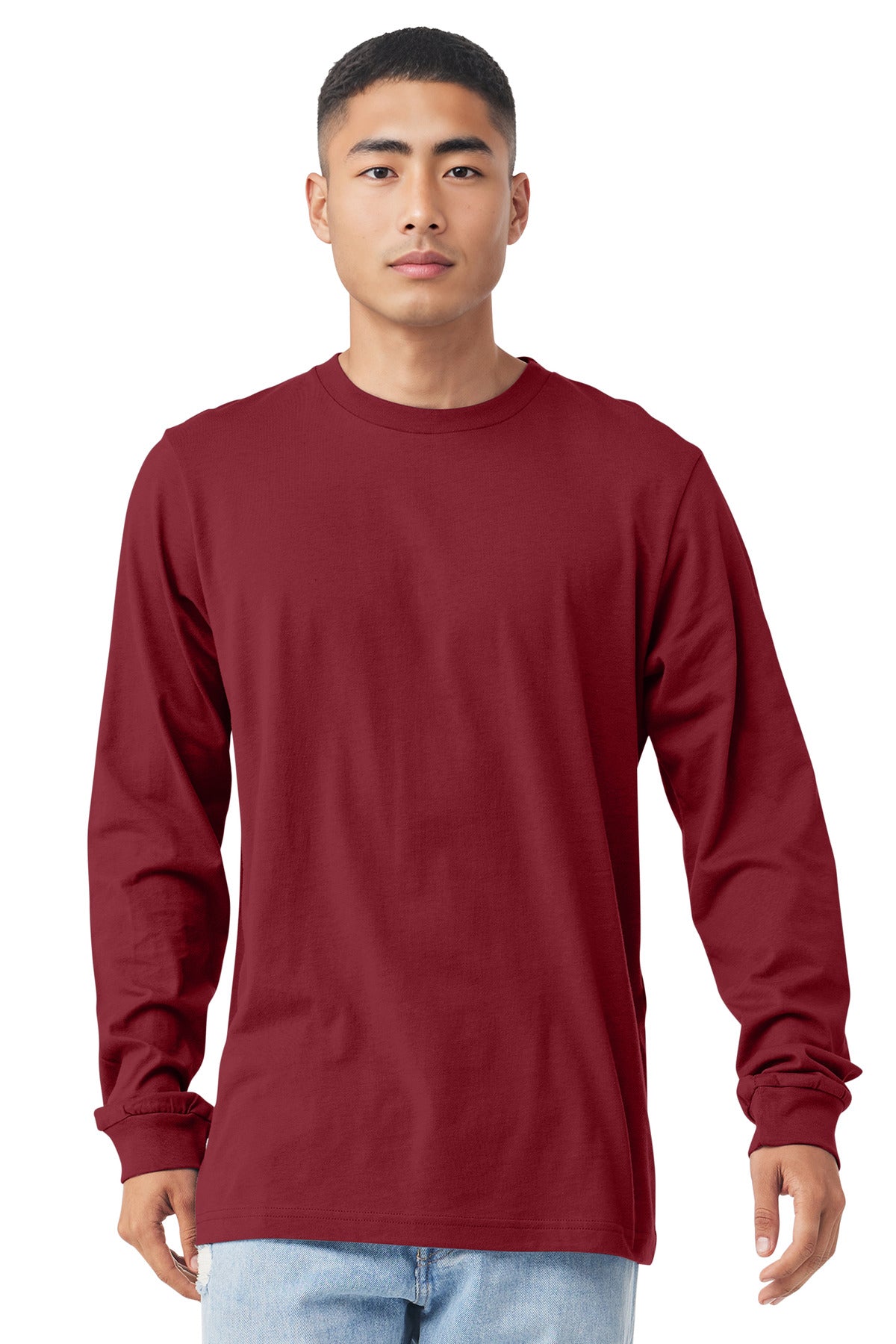 Custom Cardinal Unisex Jersey Long Sleeve Tee BC3501, personalized by SanCanDo Swag in Argyle, TX