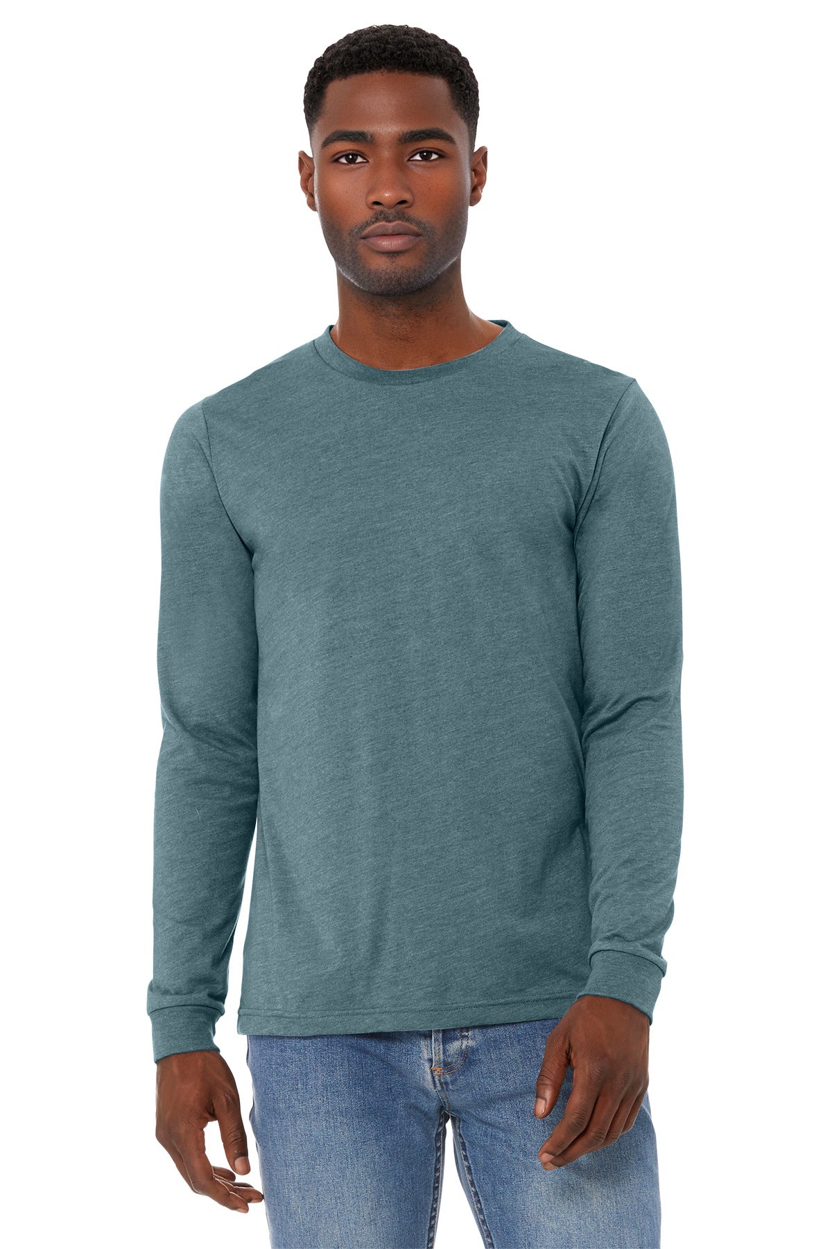 Custom Heather Slate Unisex Heather CVC Long Sleeve Tee BC3501CVC, personalized by SanCanDo Swag in Argyle, TX