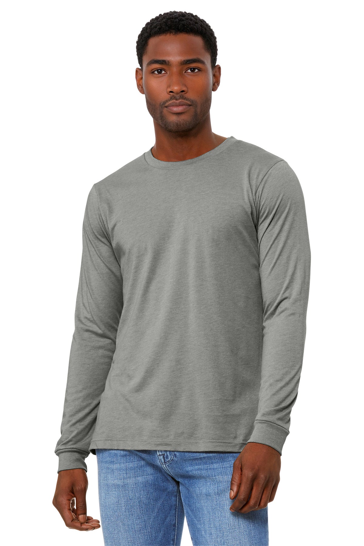 Custom Heather Stone Unisex Heather CVC Long Sleeve Tee BC3501CVC, personalized by SanCanDo Swag in Argyle, TX