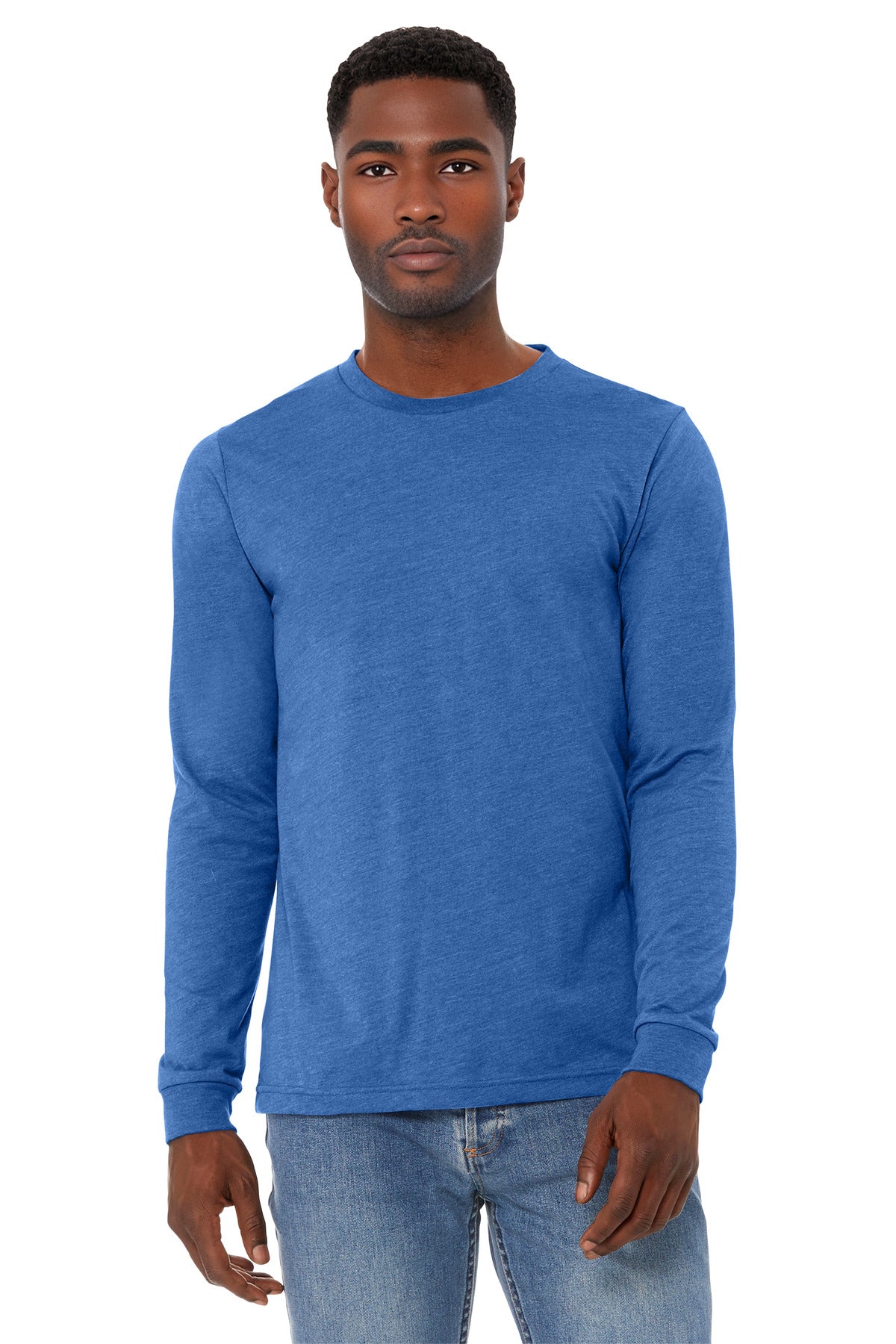 Custom Heather True Royal Unisex Heather CVC Long Sleeve Tee BC3501CVC, personalized by SanCanDo Swag in Argyle, TX