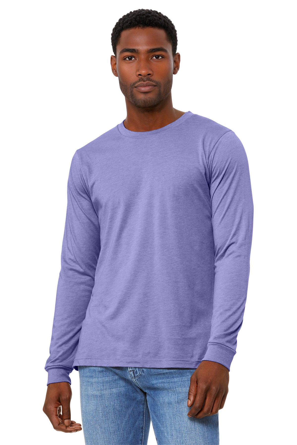 Custom Heather Dark Lavender Unisex Heather CVC Long Sleeve Tee BC3501CVC, personalized by SanCanDo Swag in Argyle, TX