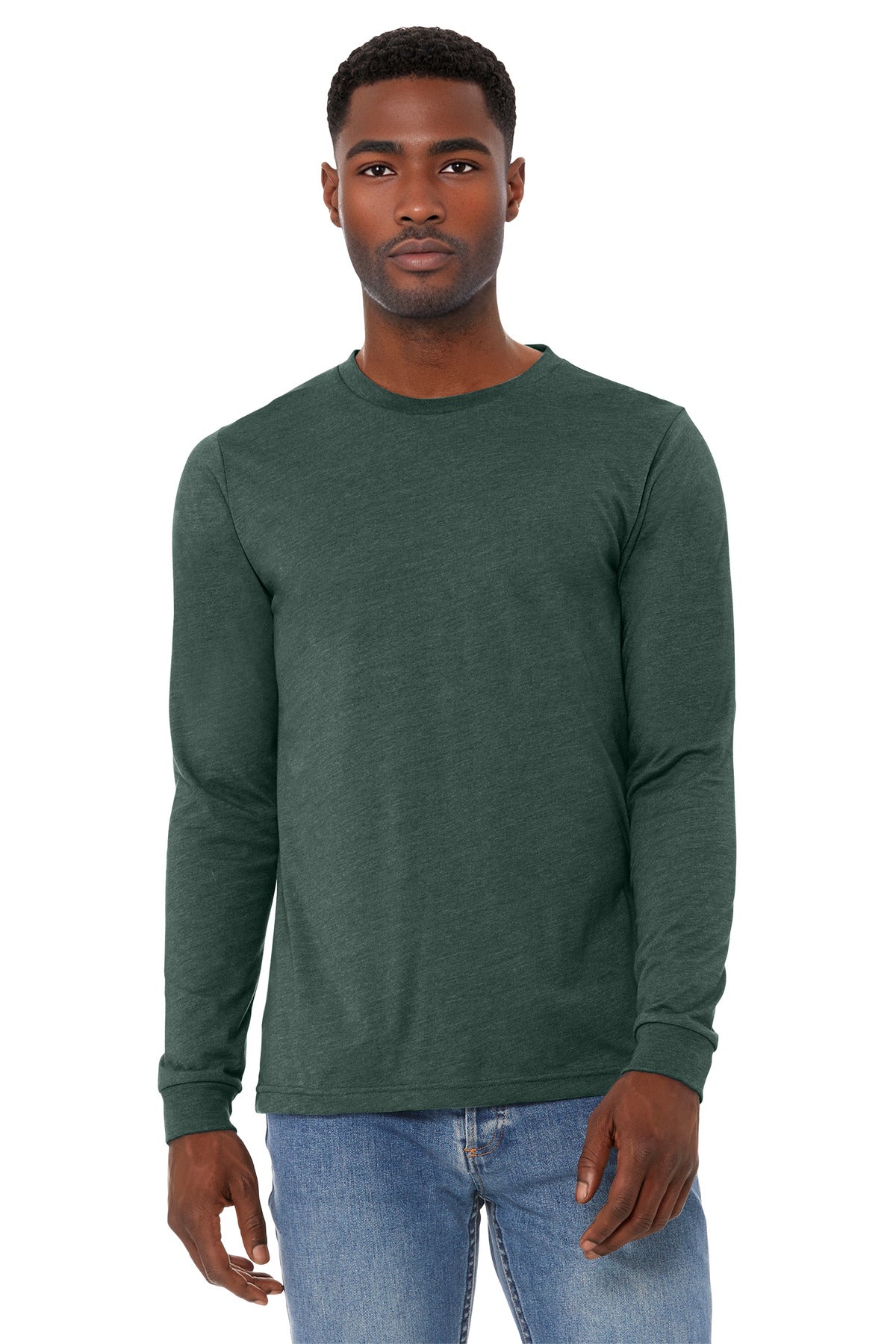 Custom Heather Forest Unisex Heather CVC Long Sleeve Tee BC3501CVC, personalized by SanCanDo Swag in Argyle, TX