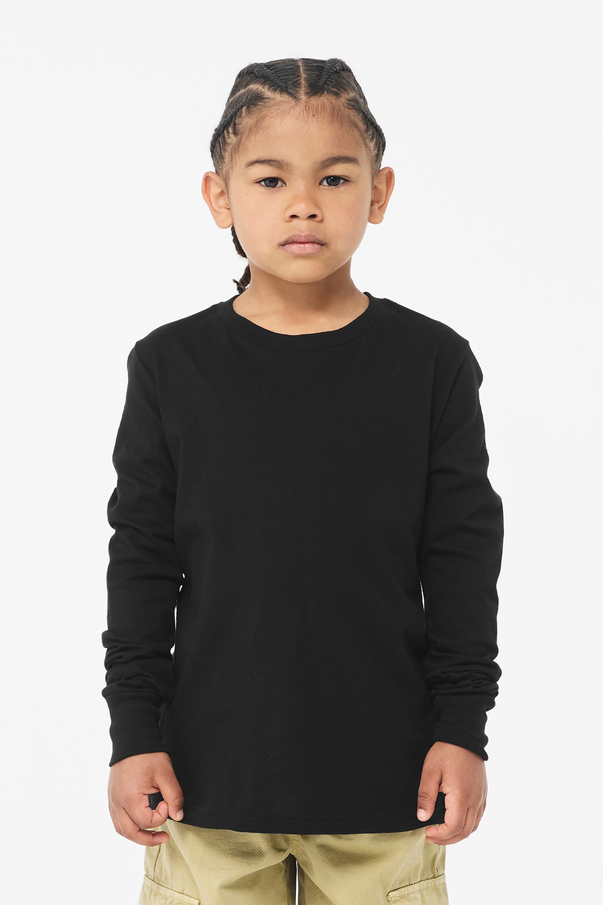 Custom Black Youth Jersey Long Sleeve Tee BC3501Y, personalized by SanCanDo Swag in Argyle, TX