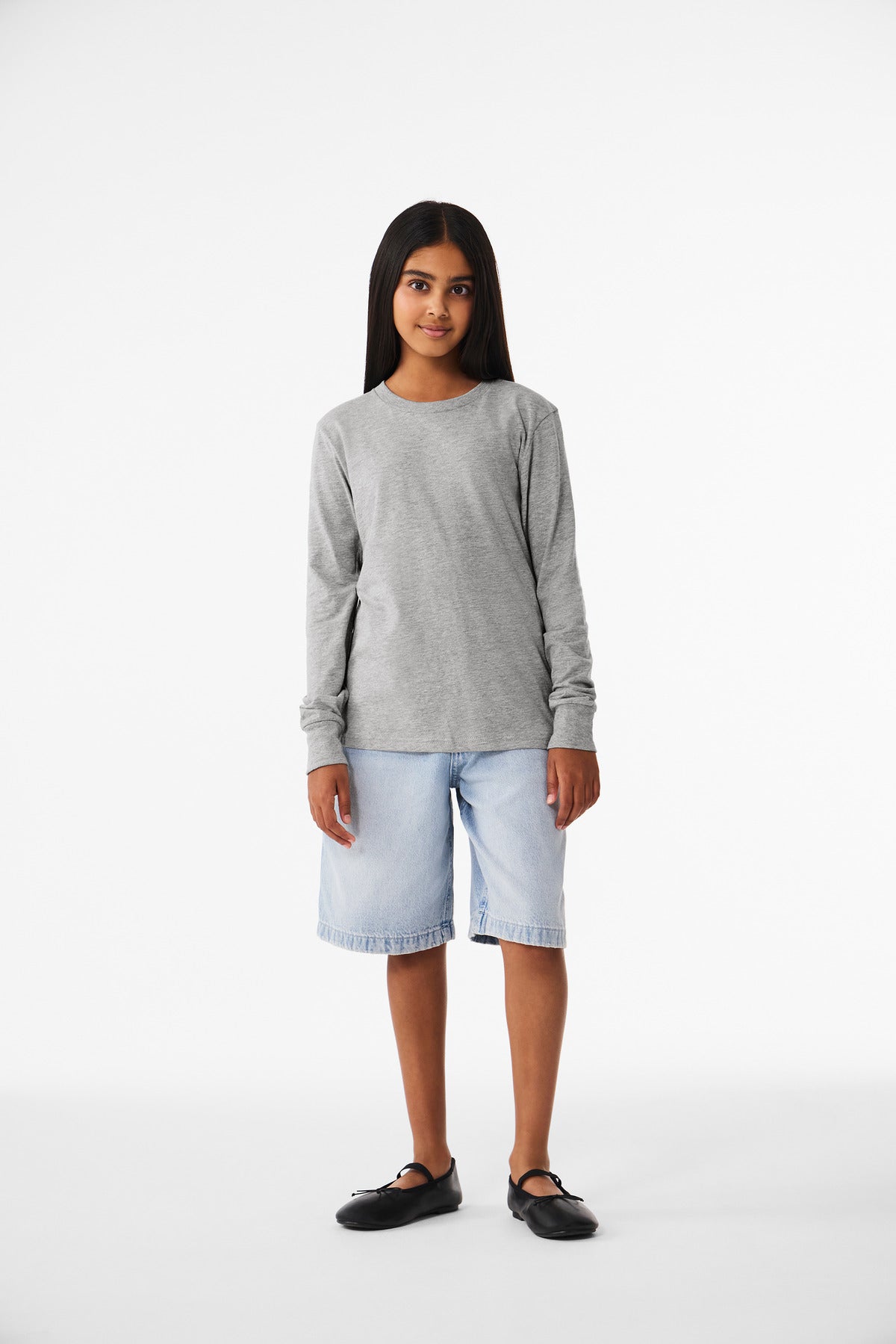 Custom Athletic Heather Youth Heather CVC Long Sleeve Tee BC3501YCVC, personalized by SanCanDo Swag in Argyle, TX
