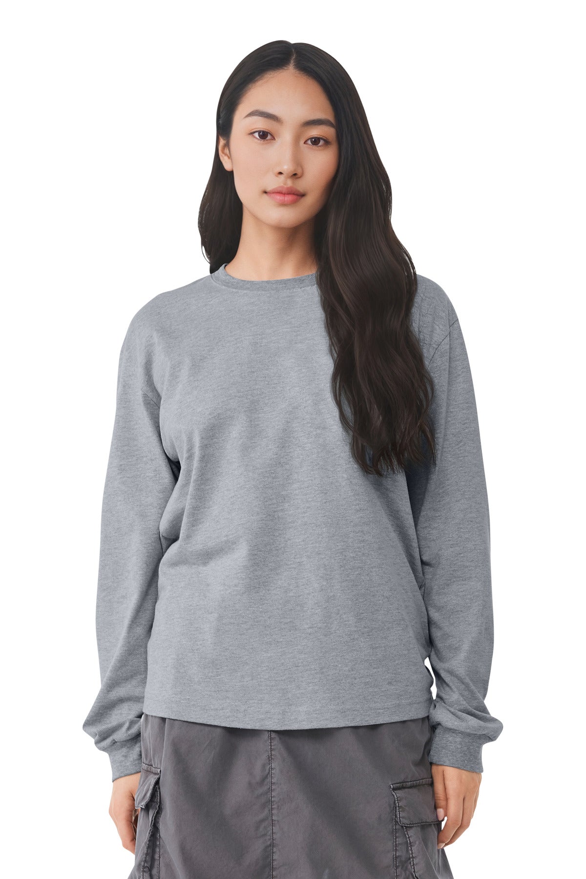Custom Athletic Heather 6-Ounce Heavyweight Long Sleeve Tee BC3511, personalized by SanCanDo Swag in Argyle, TX