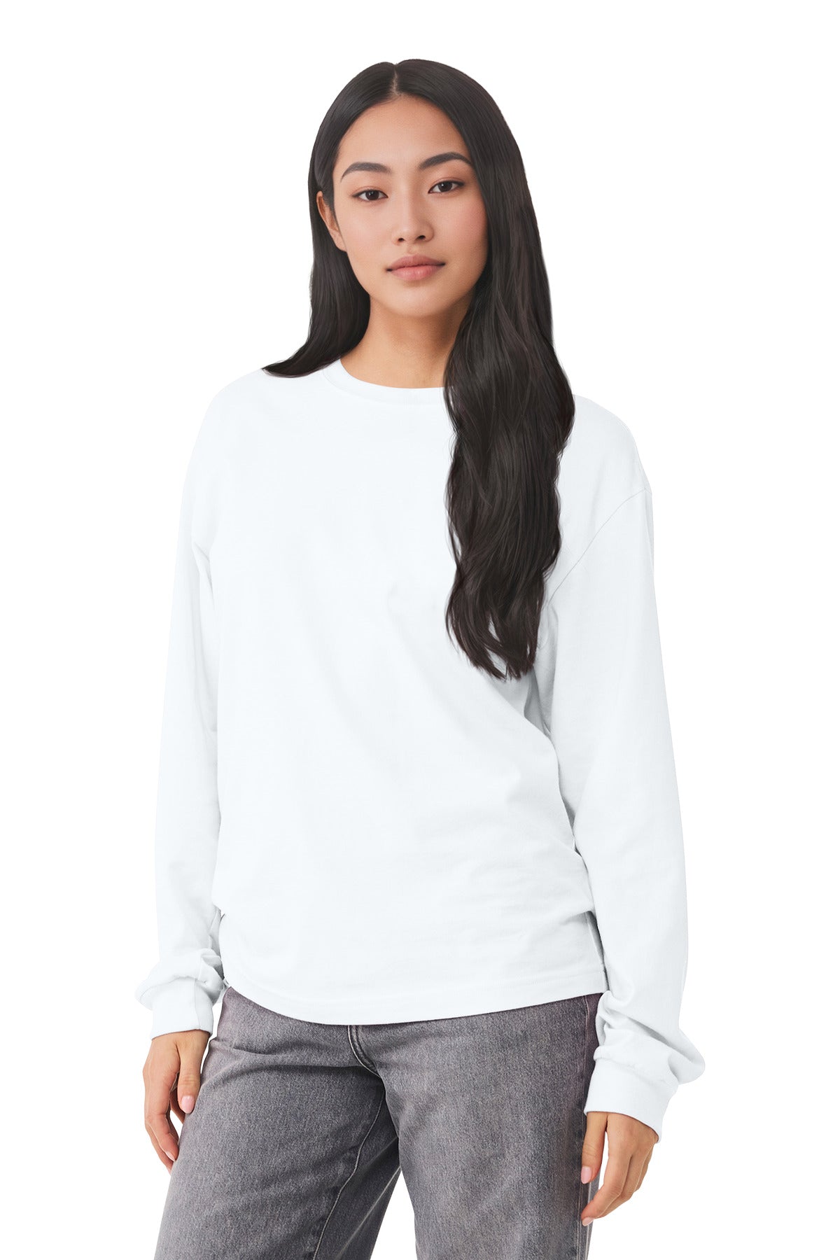 Custom White 6-Ounce Heavyweight Long Sleeve Tee BC3511, personalized by SanCanDo Swag in Argyle, TX
