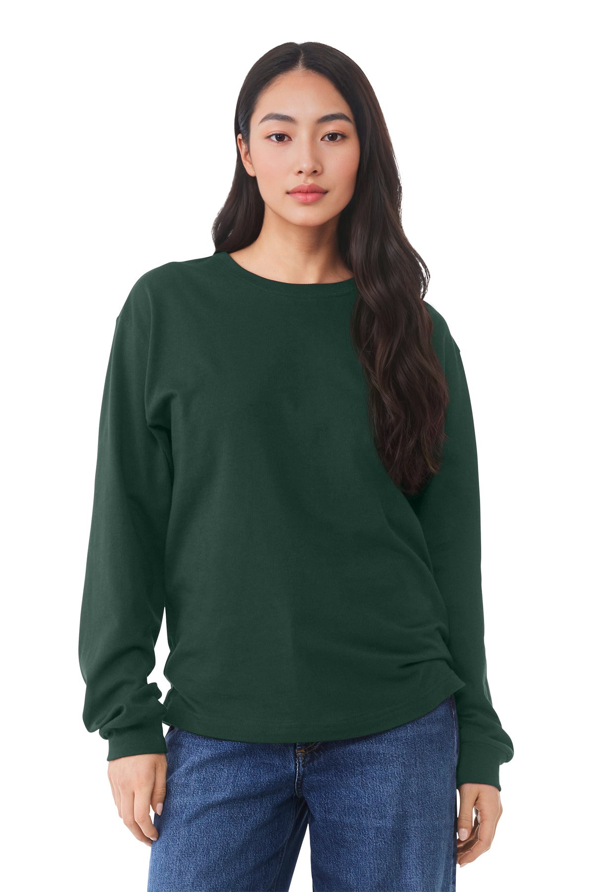 Custom Forest 6-Ounce Heavyweight Long Sleeve Tee BC3511, personalized by SanCanDo Swag in Argyle, TX