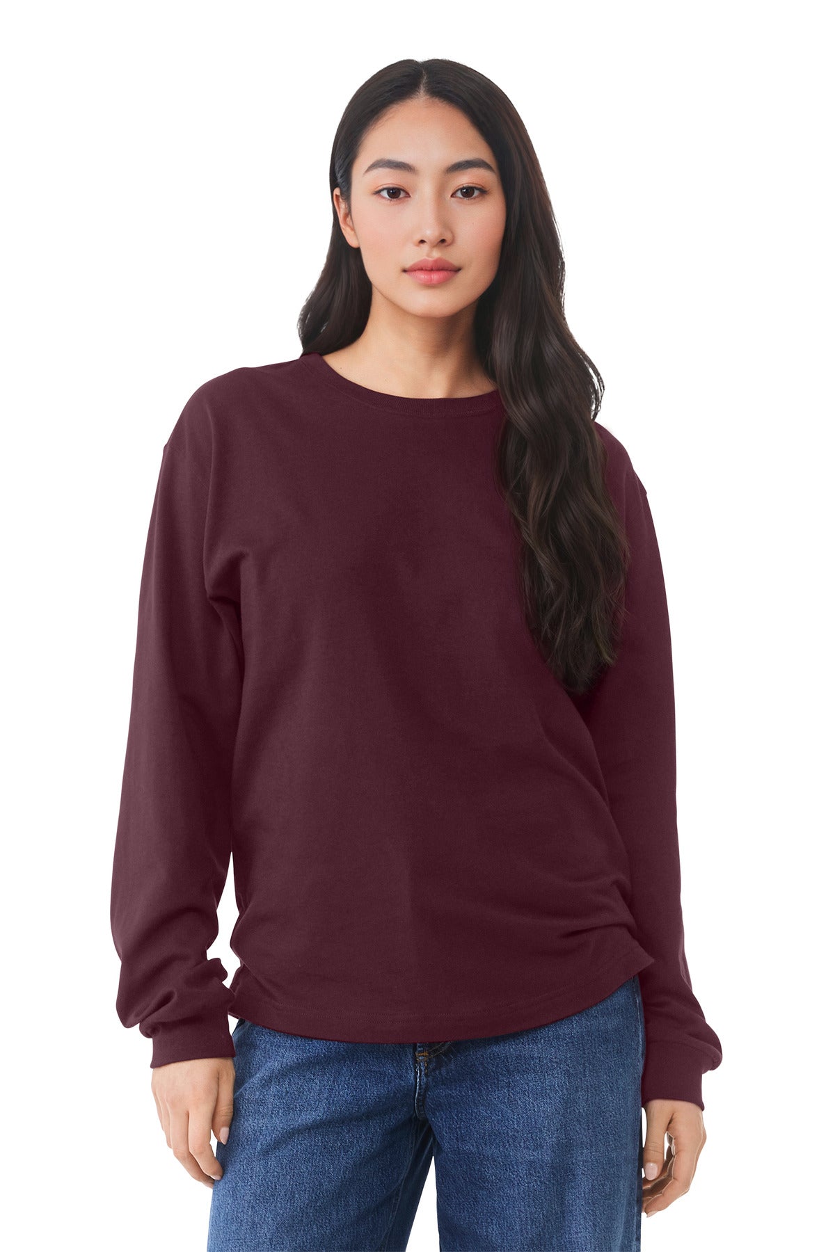 Custom Maroon 6-Ounce Heavyweight Long Sleeve Tee BC3511, personalized by SanCanDo Swag in Argyle, TX