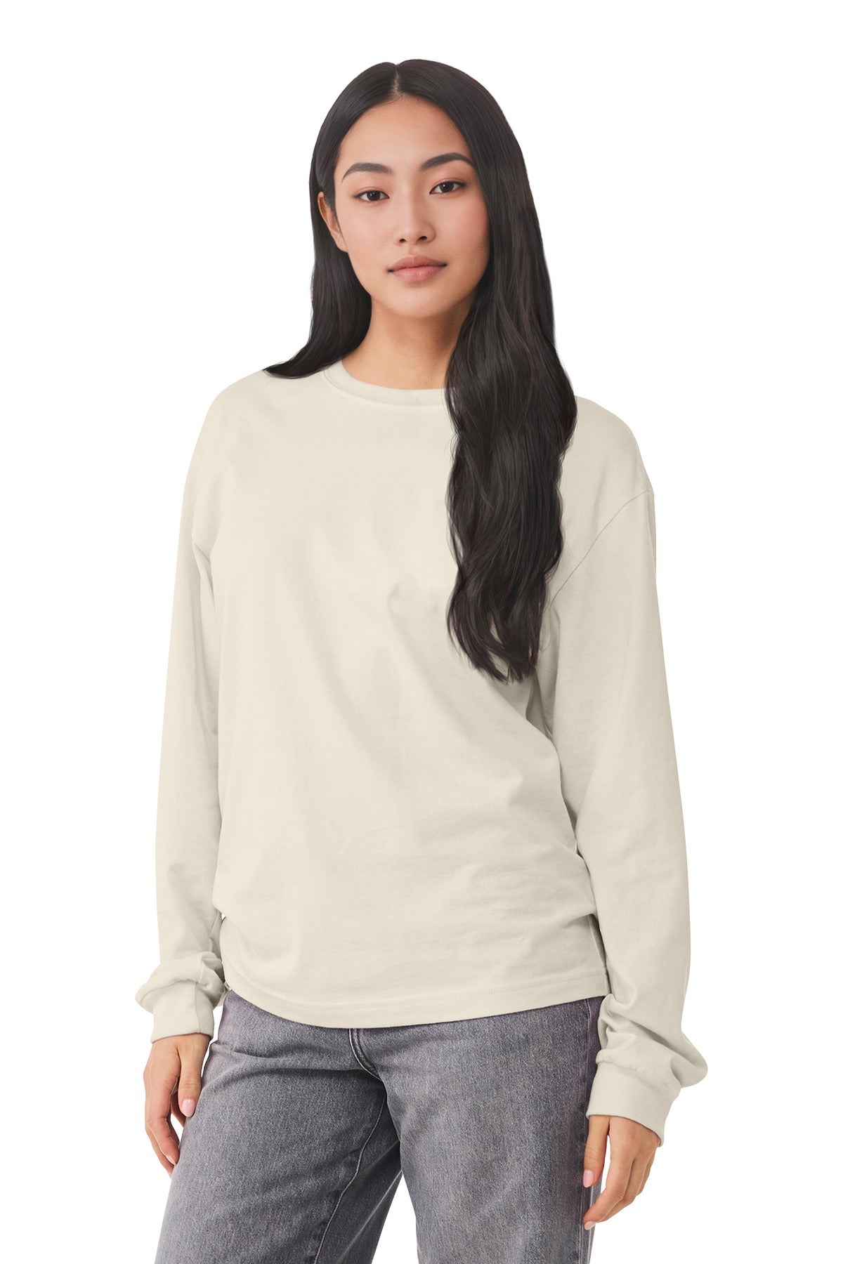 Custom Natural 6-Ounce Heavyweight Long Sleeve Tee BC3511, personalized by SanCanDo Swag in Argyle, TX