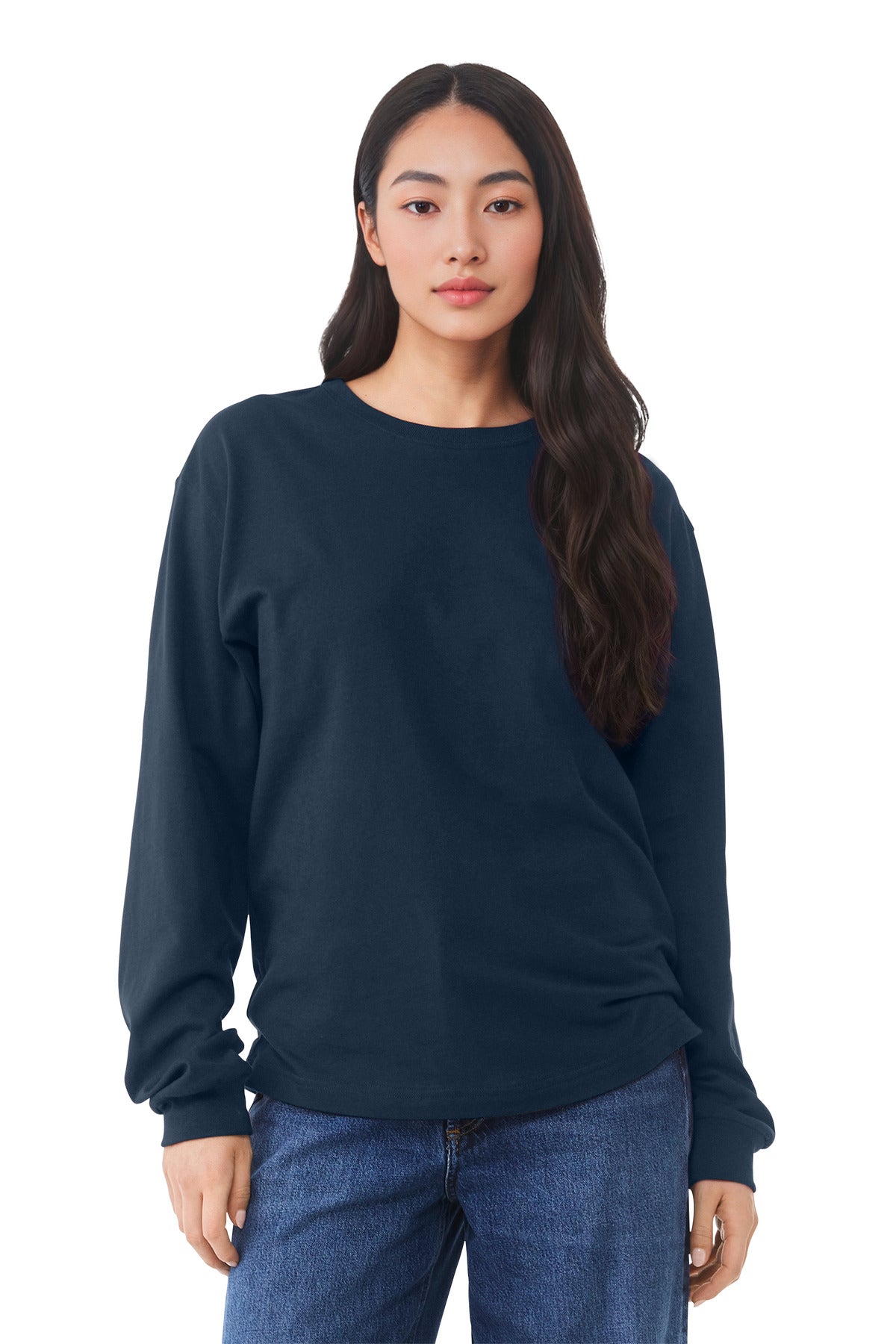 Custom Navy 6-Ounce Heavyweight Long Sleeve Tee BC3511, personalized by SanCanDo Swag in Argyle, TX