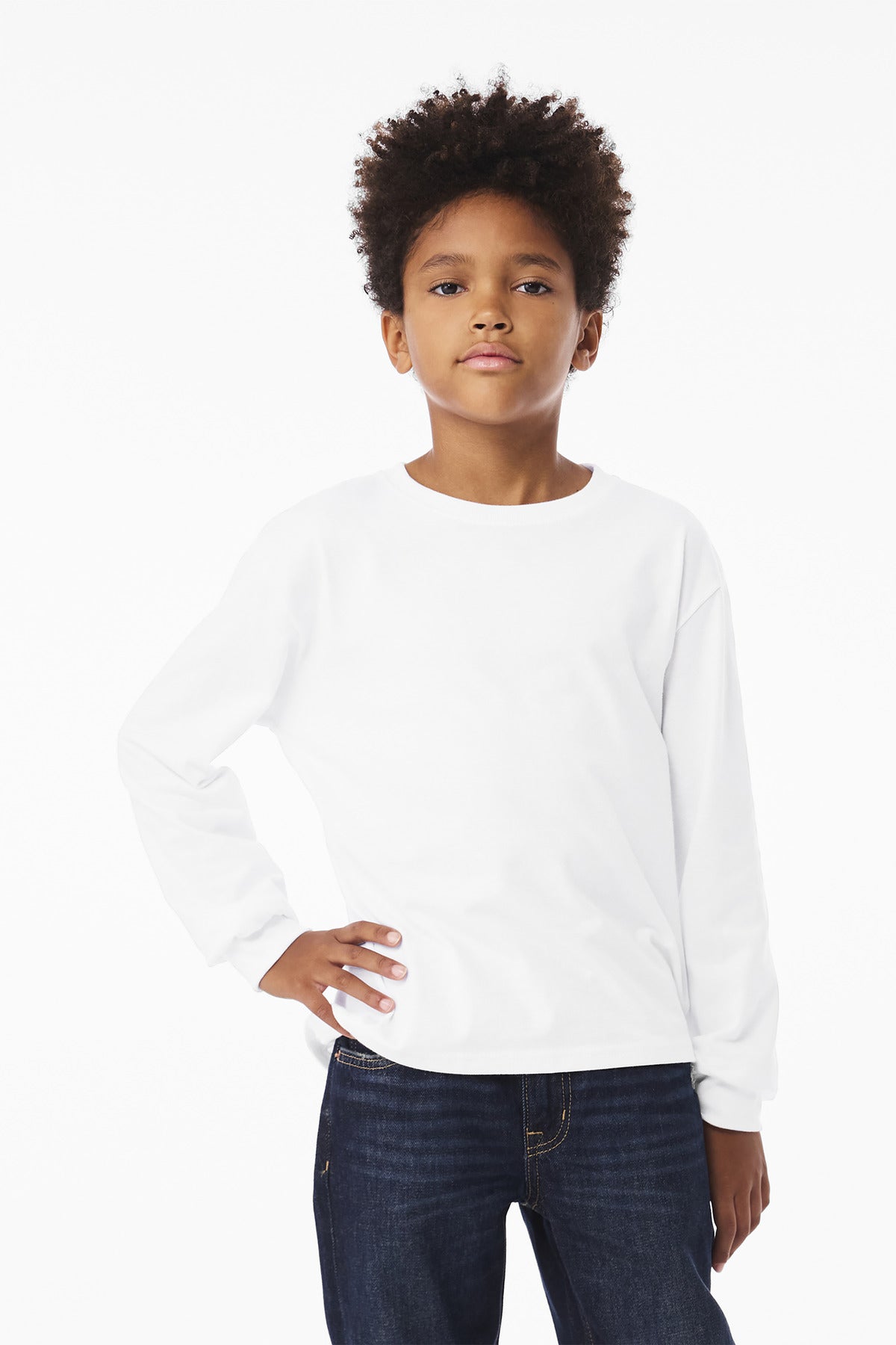Custom White 6-Ounce Heavyweight Long Sleeve Tee BC3511Y, personalized by SanCanDo Swag in Argyle, TX