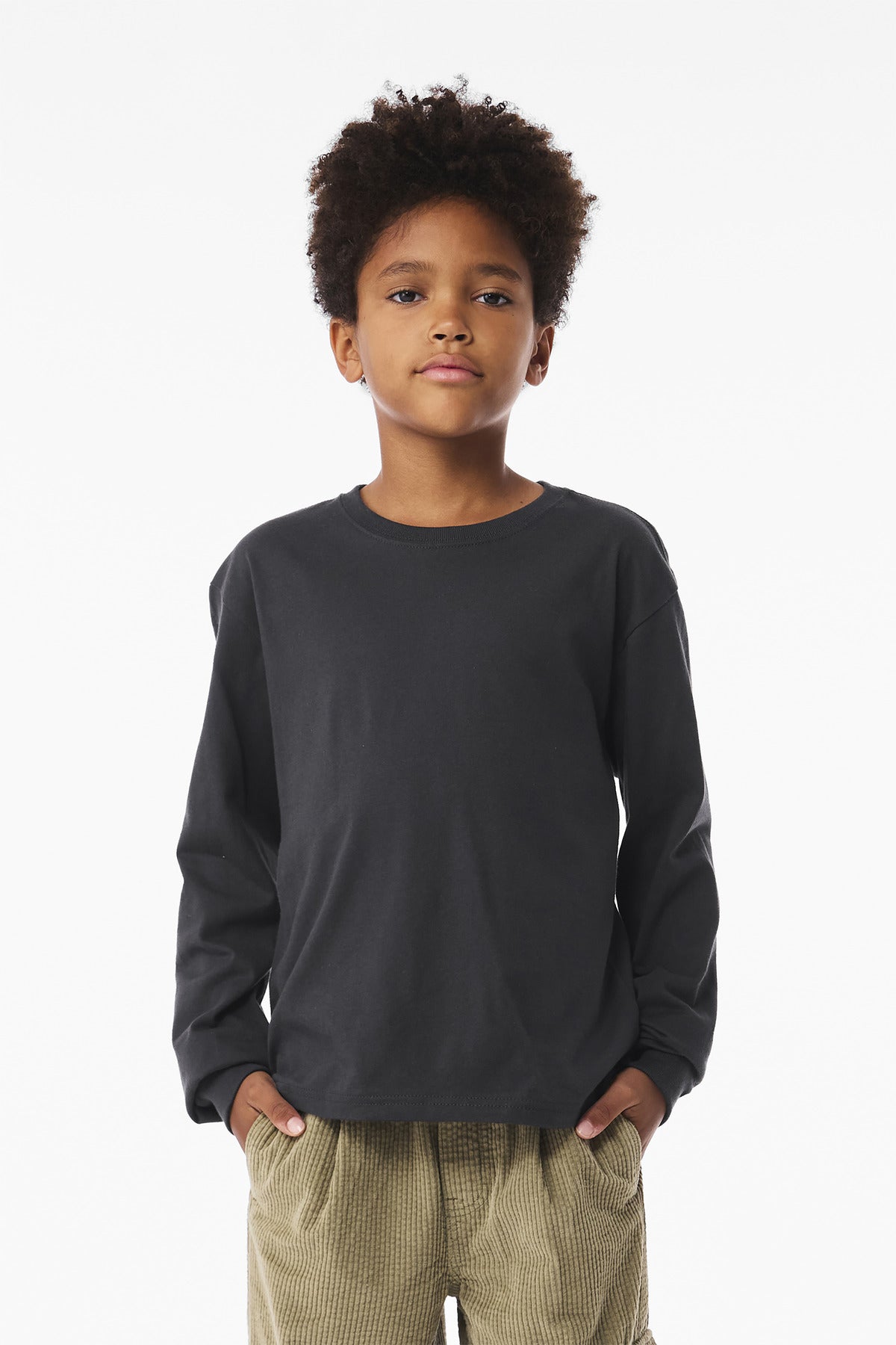 Custom Dark Grey 6-Ounce Heavyweight Long Sleeve Tee BC3511Y, personalized by SanCanDo Swag in Argyle, TX