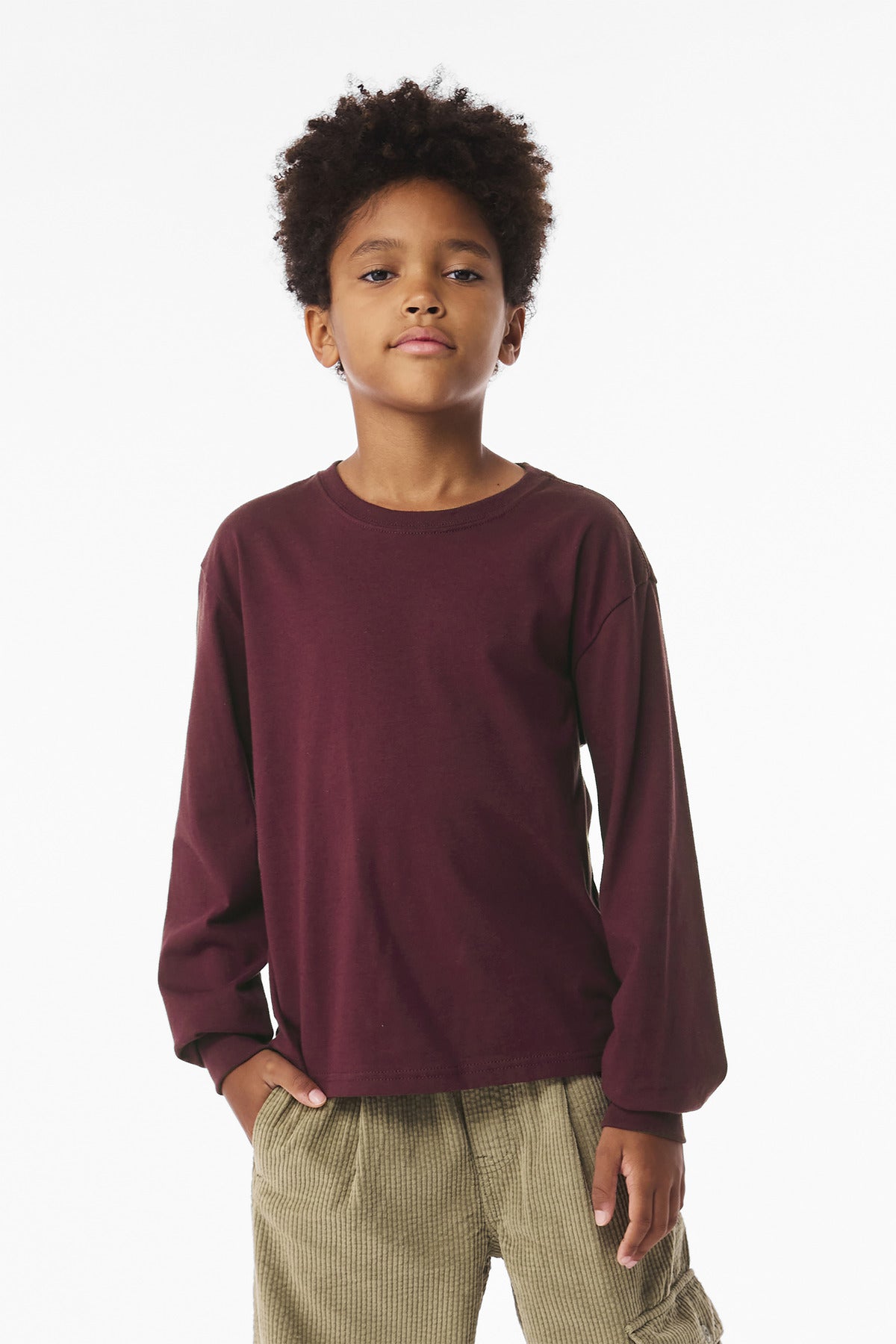 Custom Maroon 6-Ounce Heavyweight Long Sleeve Tee BC3511Y, personalized by SanCanDo Swag in Argyle, TX