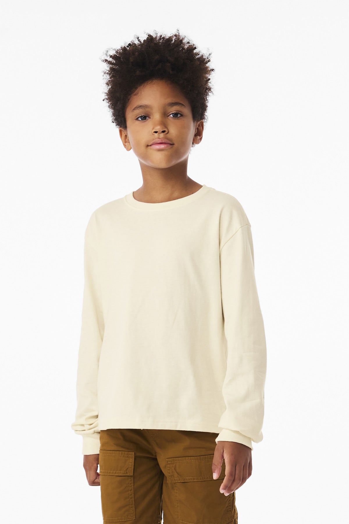 Custom Natural 6-Ounce Heavyweight Long Sleeve Tee BC3511Y, personalized by SanCanDo Swag in Argyle, TX