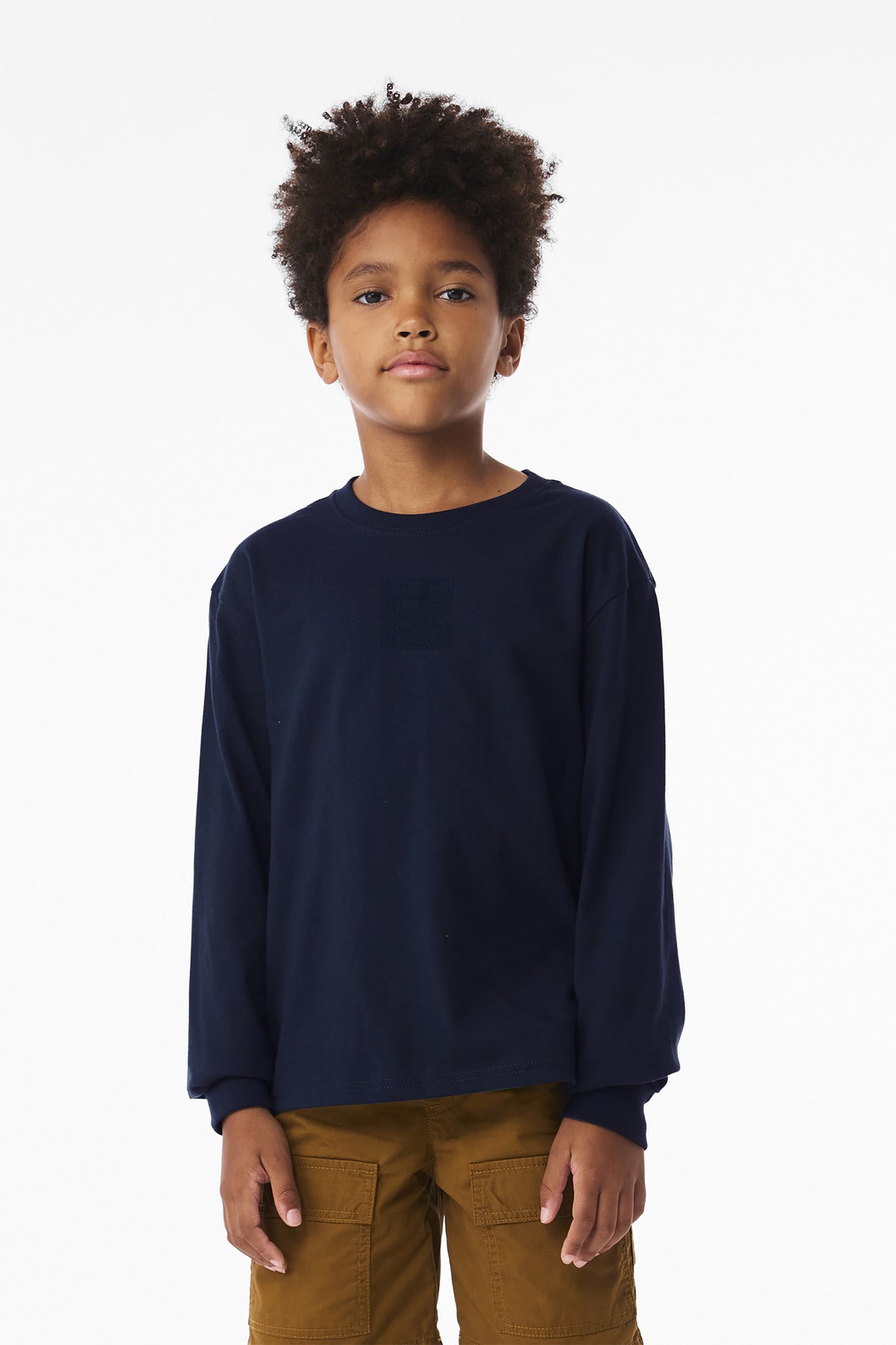 Custom Navy 6-Ounce Heavyweight Long Sleeve Tee BC3511Y, personalized by SanCanDo Swag in Argyle, TX