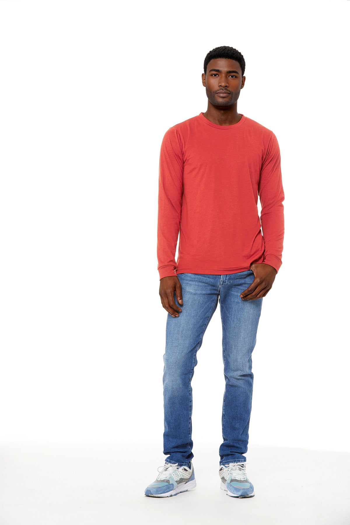 Custom Red Triblend Unisex Triblend Long Sleeve Tee BC3513, personalized by SanCanDo Swag in Argyle, TX