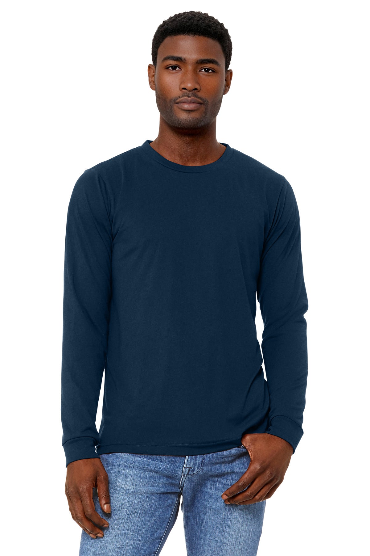 Custom Solid Navy Triblend Unisex Triblend Long Sleeve Tee BC3513, personalized by SanCanDo Swag in Argyle, TX