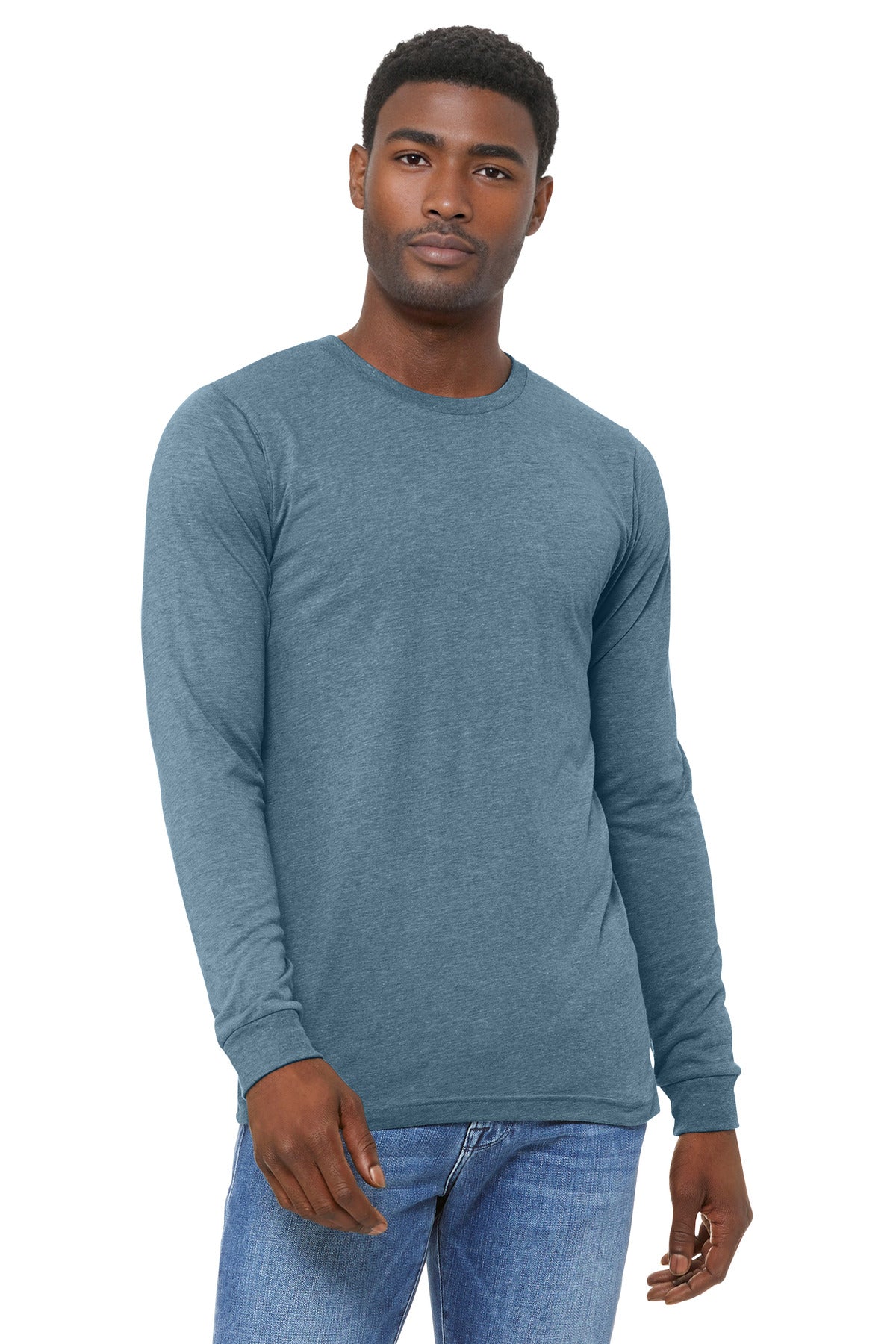 Custom Denim Triblend Unisex Triblend Long Sleeve Tee BC3513, personalized by SanCanDo Swag in Argyle, TX
