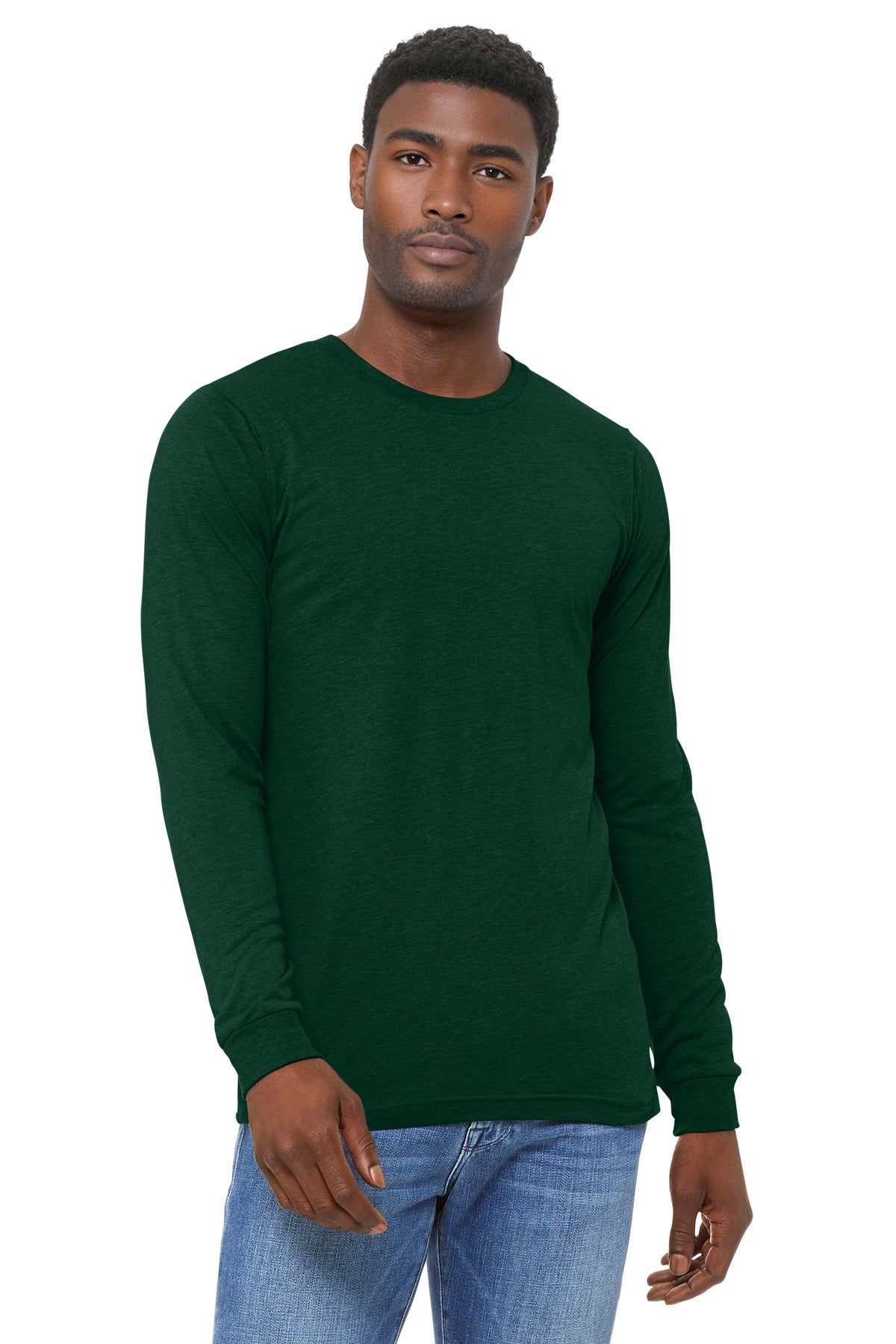 Custom Emerald Triblend Unisex Triblend Long Sleeve Tee BC3513, personalized by SanCanDo Swag in Argyle, TX