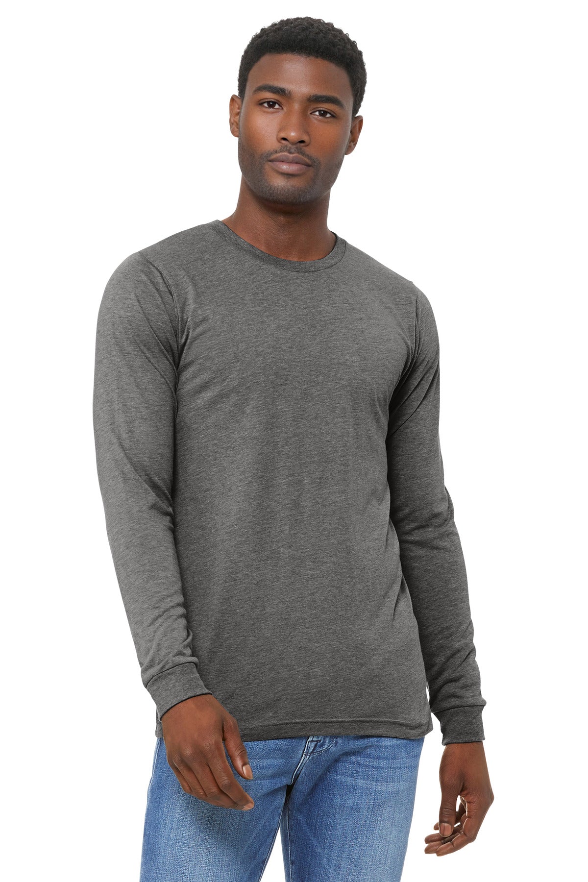 Custom Grey Triblend Unisex Triblend Long Sleeve Tee BC3513, personalized by SanCanDo Swag in Argyle, TX