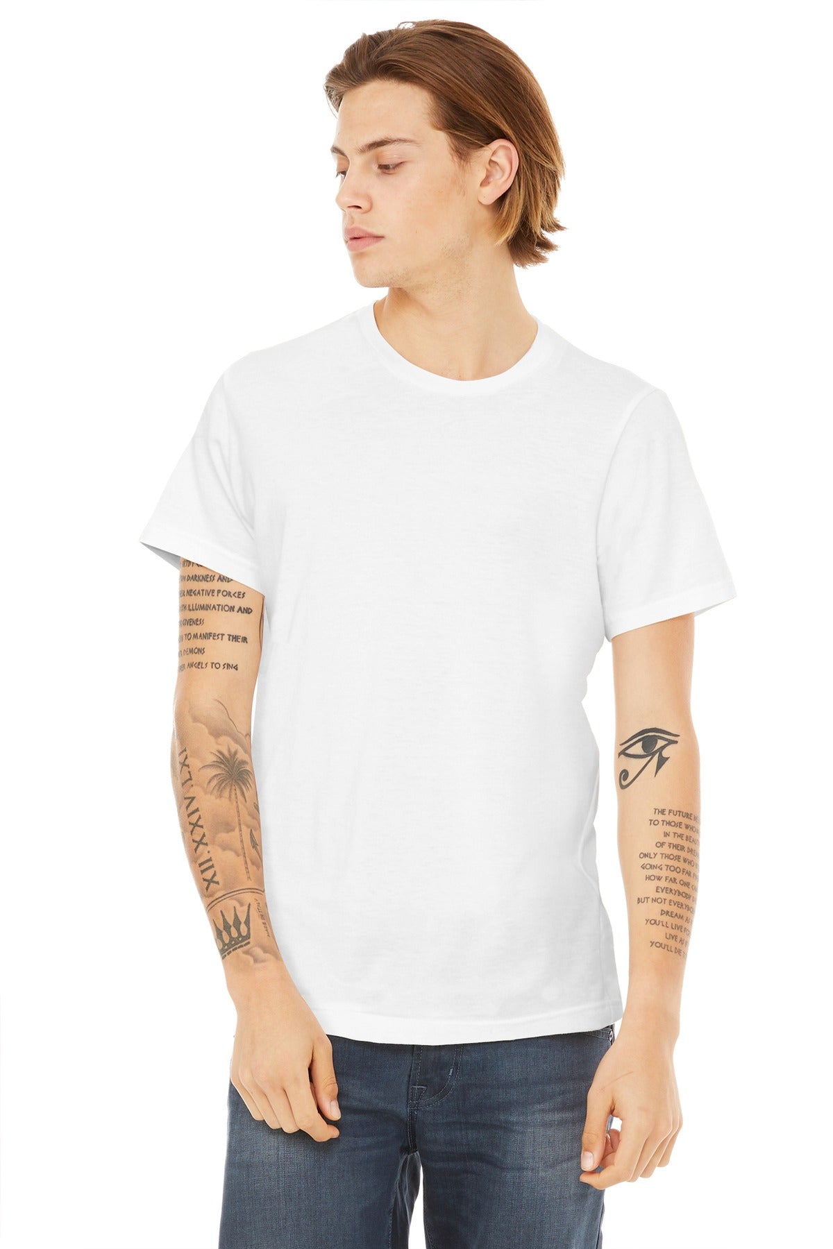 Custom White Unisex Poly-Cotton Tee BC3650, personalized by SanCanDo Swag in Argyle, TX