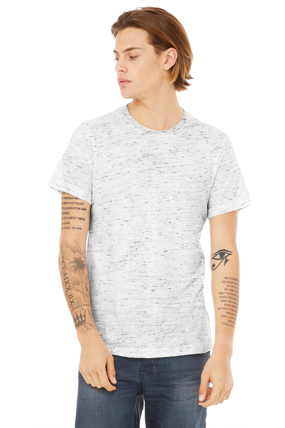 Custom White Marble Unisex Poly-Cotton Tee BC3650, personalized by SanCanDo Swag in Argyle, TX