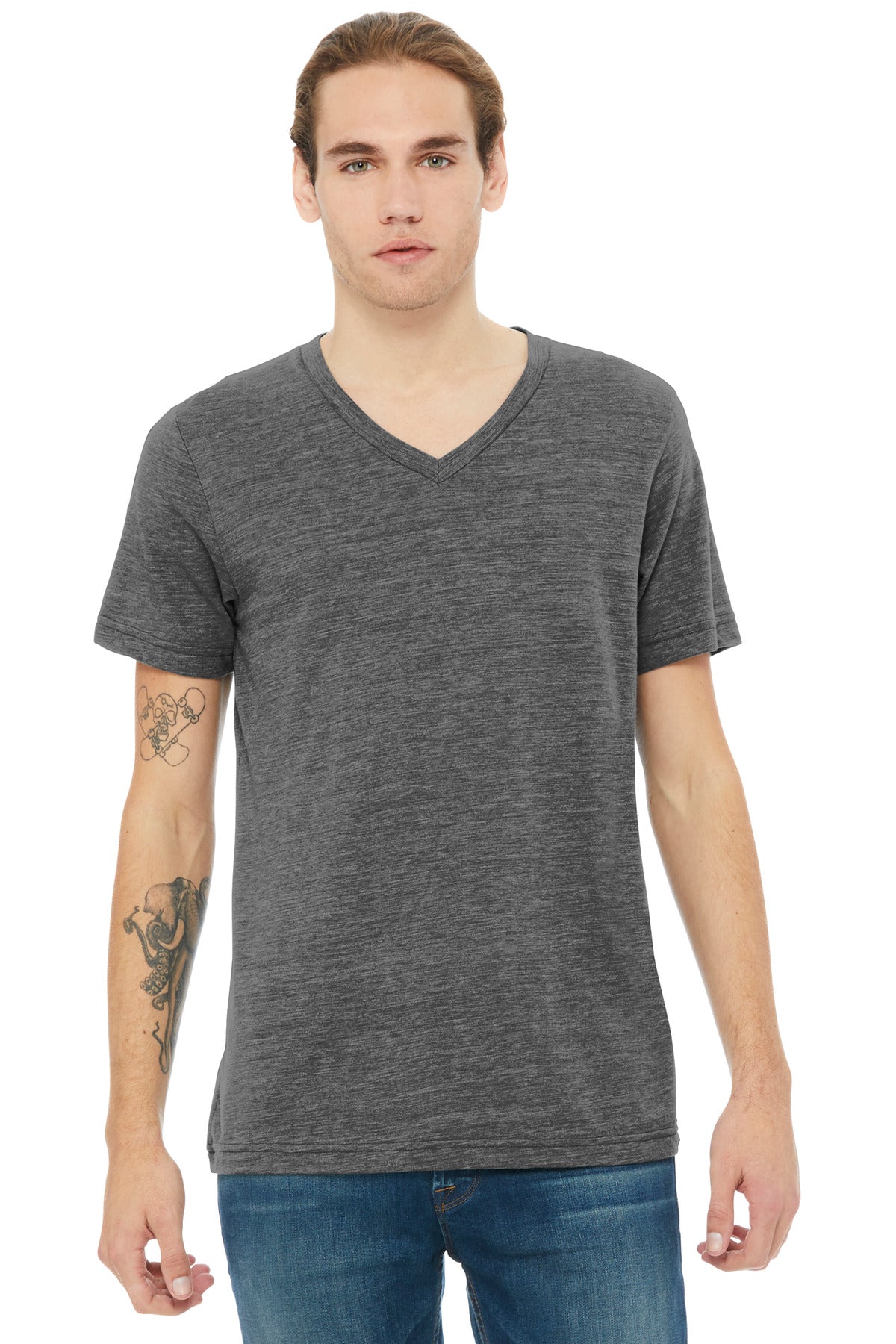 Custom Asphalt Slub Unisex Textured Jersey V-Neck Tee BC3655, personalized by SanCanDo Swag in Argyle, TX