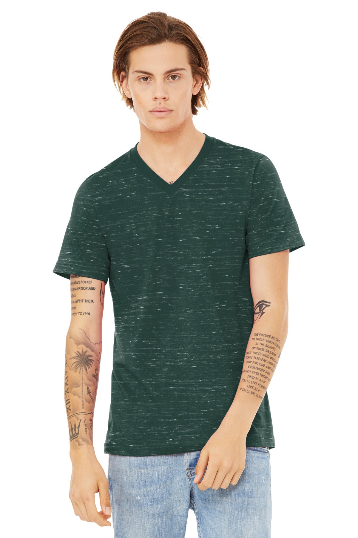 Custom Forest Marble Unisex Textured Jersey V-Neck Tee BC3655, personalized by SanCanDo Swag in Argyle, TX