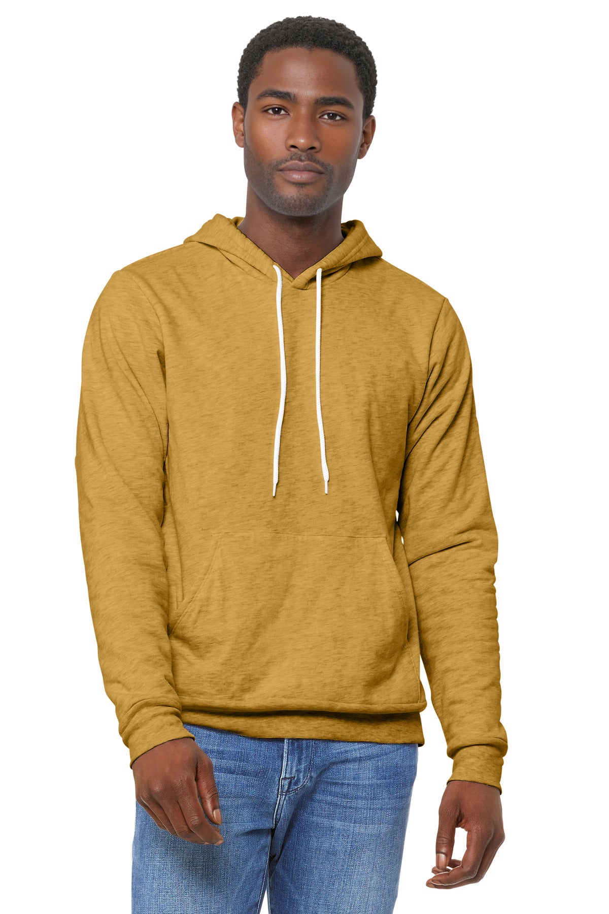 Custom Heather Mustard Unisex Sponge Fleece Pullover Hoodie BC3719, personalized by SanCanDo Swag in Argyle, TX