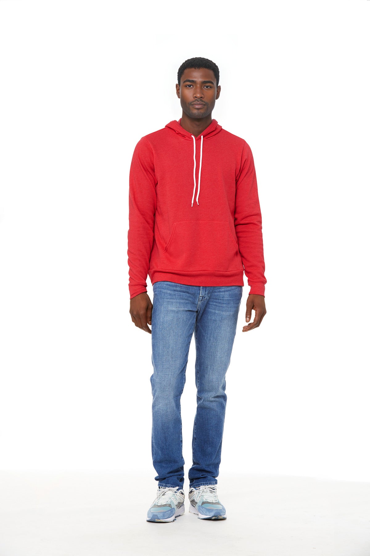 Custom Heather Red Unisex Sponge Fleece Pullover Hoodie BC3719, personalized by SanCanDo Swag in Argyle, TX
