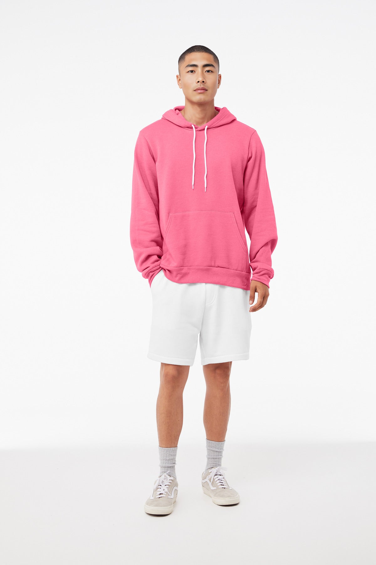 Custom Heather Charity Pink Unisex Sponge Fleece Pullover Hoodie BC3719, personalized by SanCanDo Swag in Argyle, TX