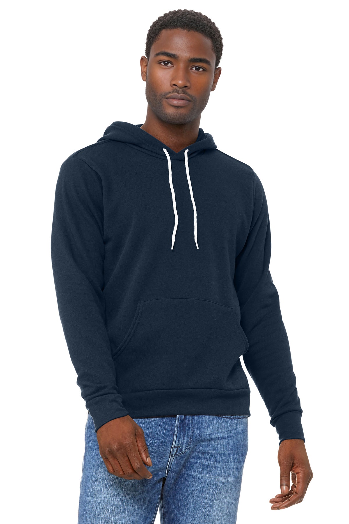 Custom Navy Unisex Sponge Fleece Pullover Hoodie BC3719, personalized by SanCanDo Swag in Argyle, TX