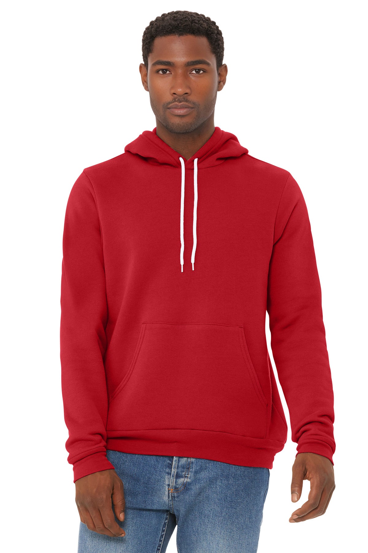 Custom Red Unisex Sponge Fleece Pullover Hoodie BC3719, personalized by SanCanDo Swag in Argyle, TX