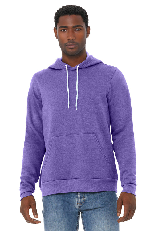 Custom Heather Team Purple Unisex Sponge Fleece Pullover Hoodie BC3719, personalized by SanCanDo Swag in Argyle, TX