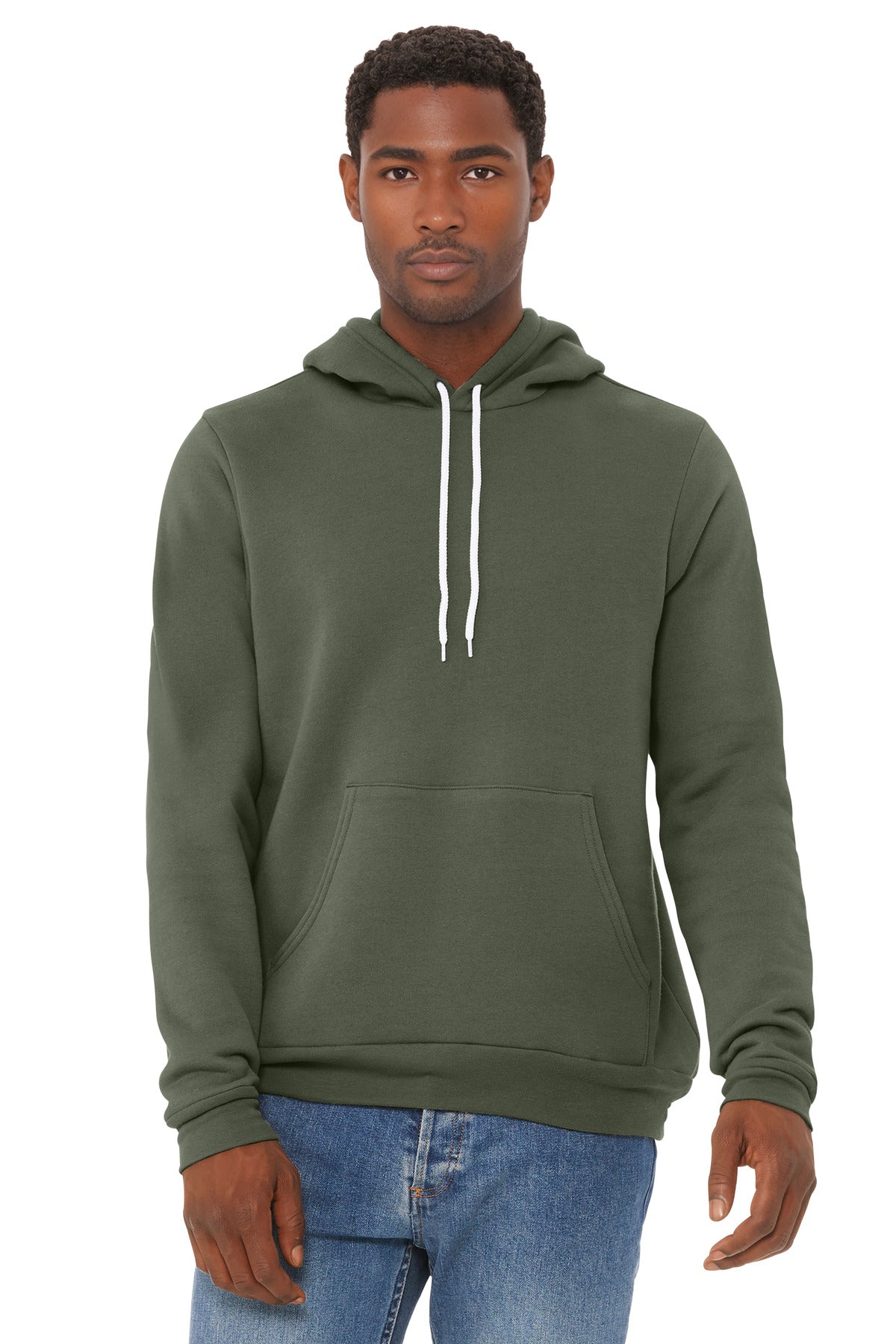 Custom Military Green Unisex Sponge Fleece Pullover Hoodie BC3719, personalized by SanCanDo Swag in Argyle, TX