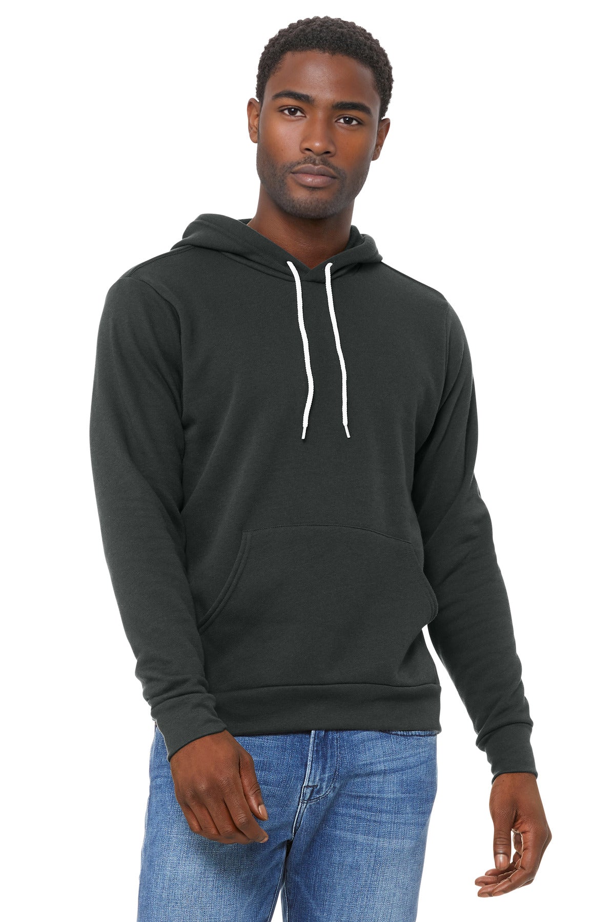 Custom Dark Grey Unisex Sponge Fleece Pullover Hoodie BC3719, personalized by SanCanDo Swag in Argyle, TX