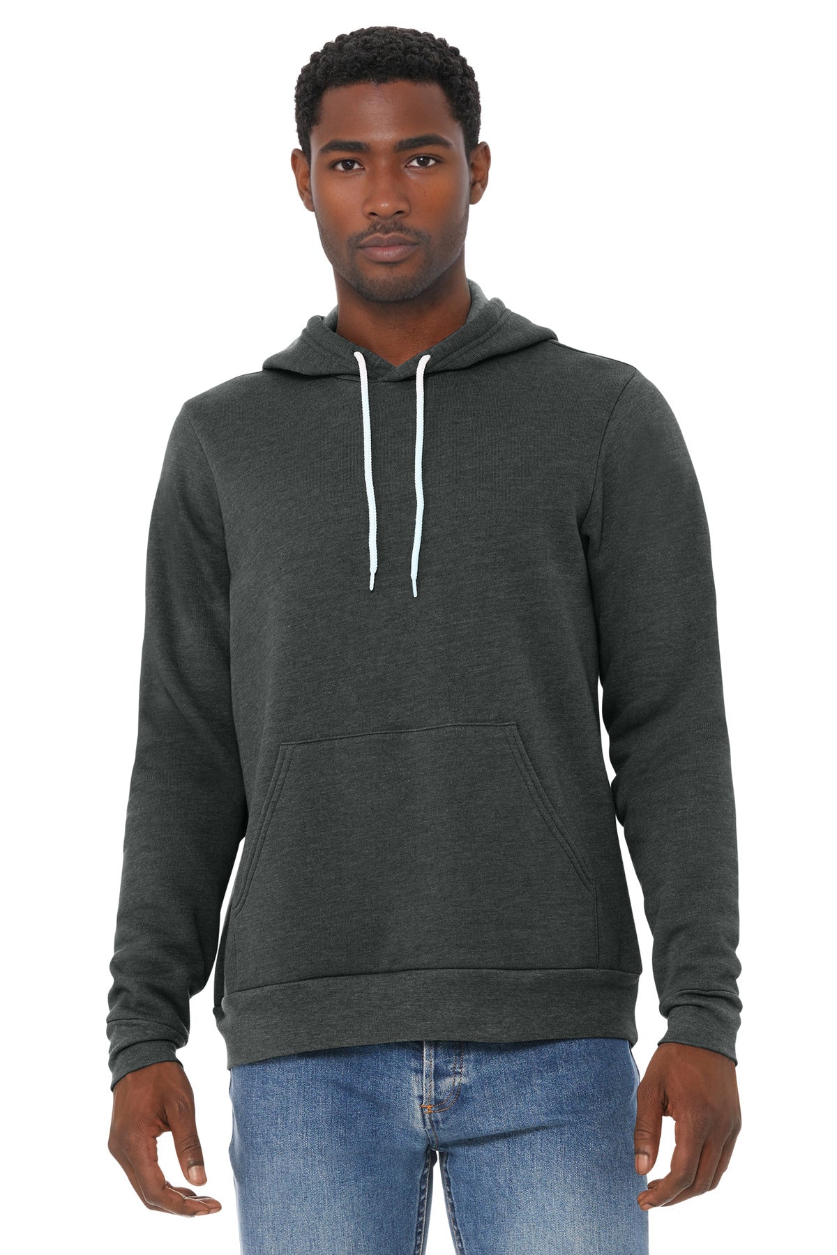 Custom Dark Grey Heather Unisex Sponge Fleece Pullover Hoodie BC3719, personalized by SanCanDo Swag in Argyle, TX
