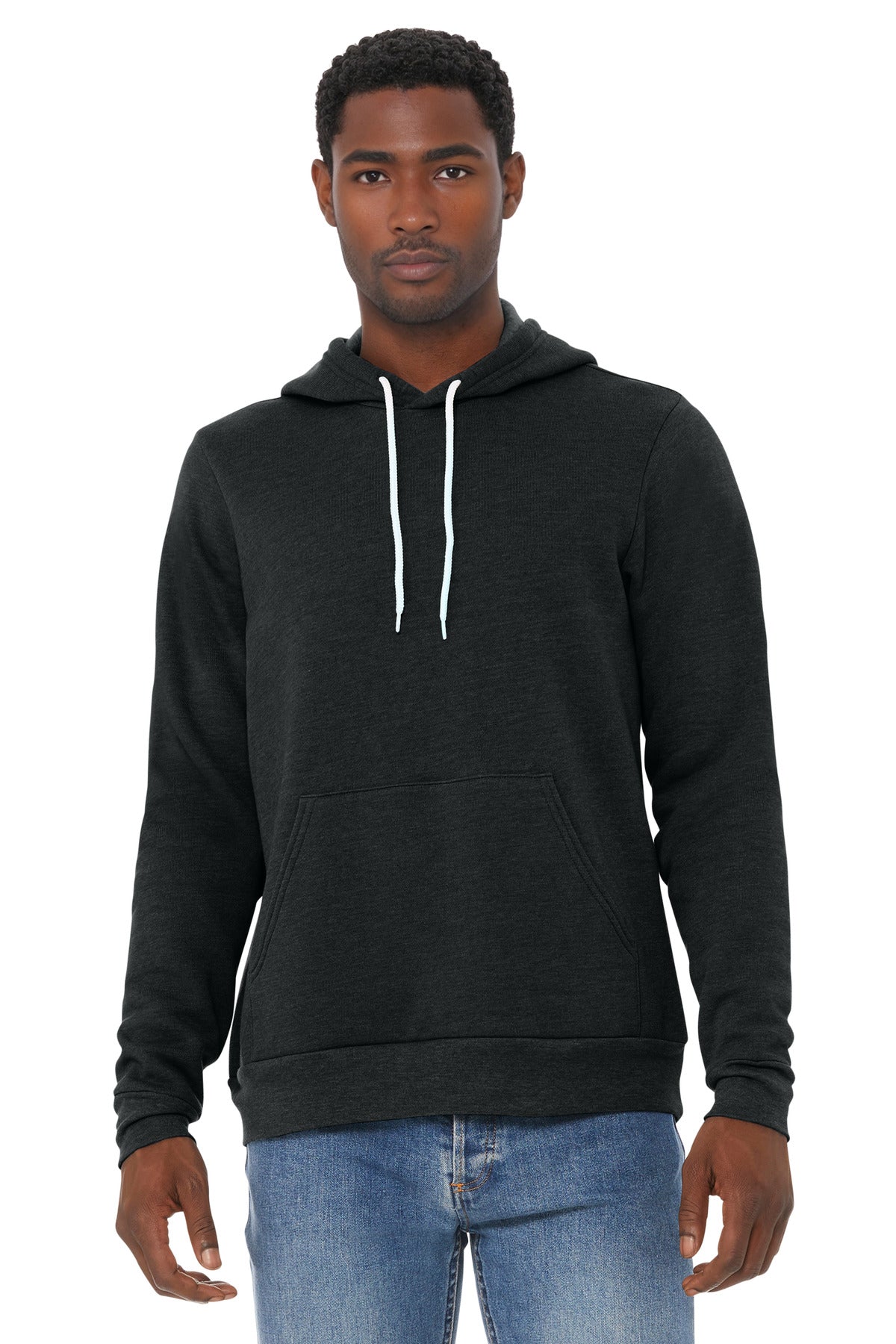 Custom Black Heather Unisex Sponge Fleece Pullover Hoodie BC3719, personalized by SanCanDo Swag in Argyle, TX