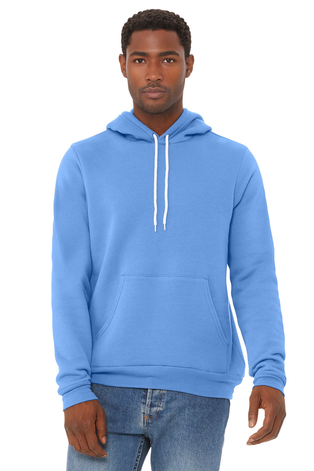 Custom Carolina Blue Unisex Sponge Fleece Pullover Hoodie BC3719, personalized by SanCanDo Swag in Argyle, TX