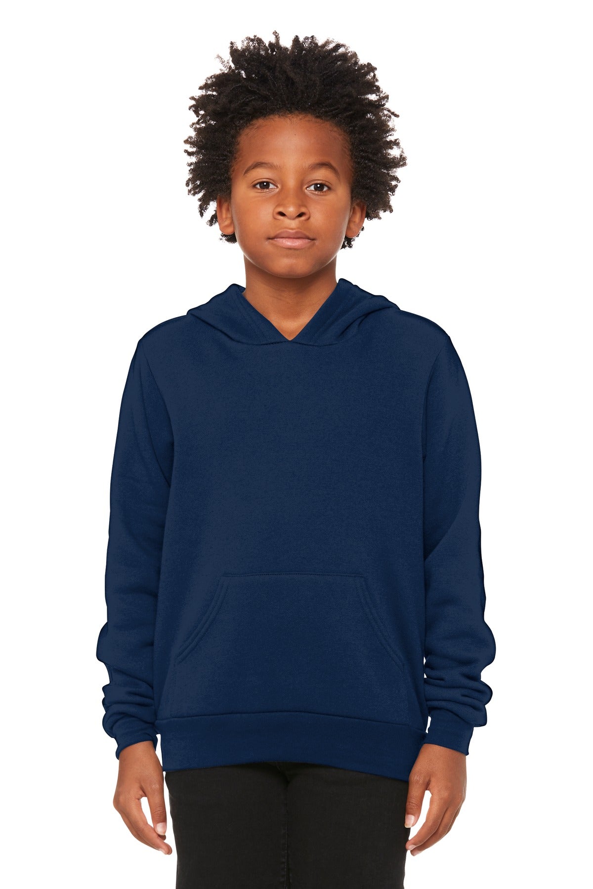 Custom Navy Youth Sponge Fleece Pullover Hoodie BC3719Y, personalized by SanCanDo Swag in Argyle, TX