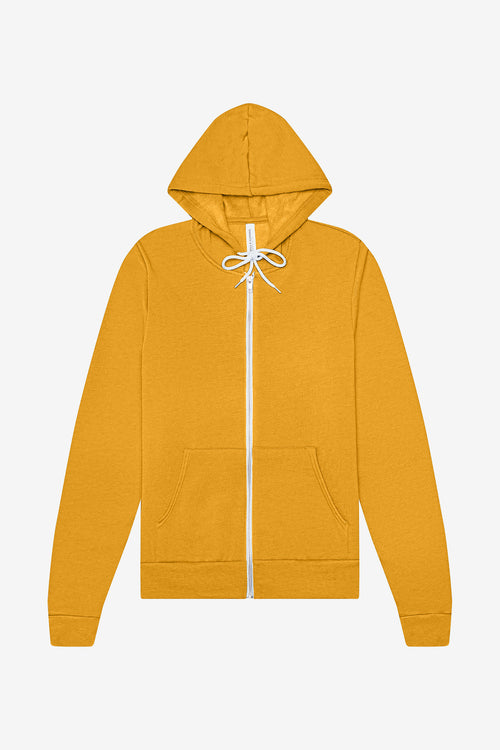 Custom Heather Mustard Unisex Sponge Fleece Full-Zip Hoodie BC3739, personalized by SanCanDo Swag in Argyle, TX
