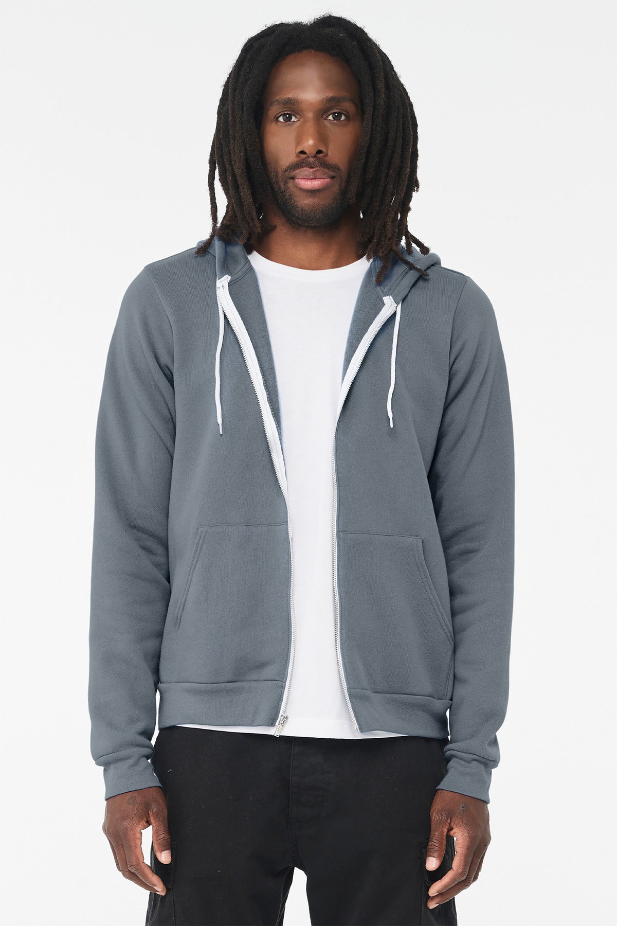 Custom Steel Blue Unisex Sponge Fleece Full-Zip Hoodie BC3739, personalized by SanCanDo Swag in Argyle, TX
