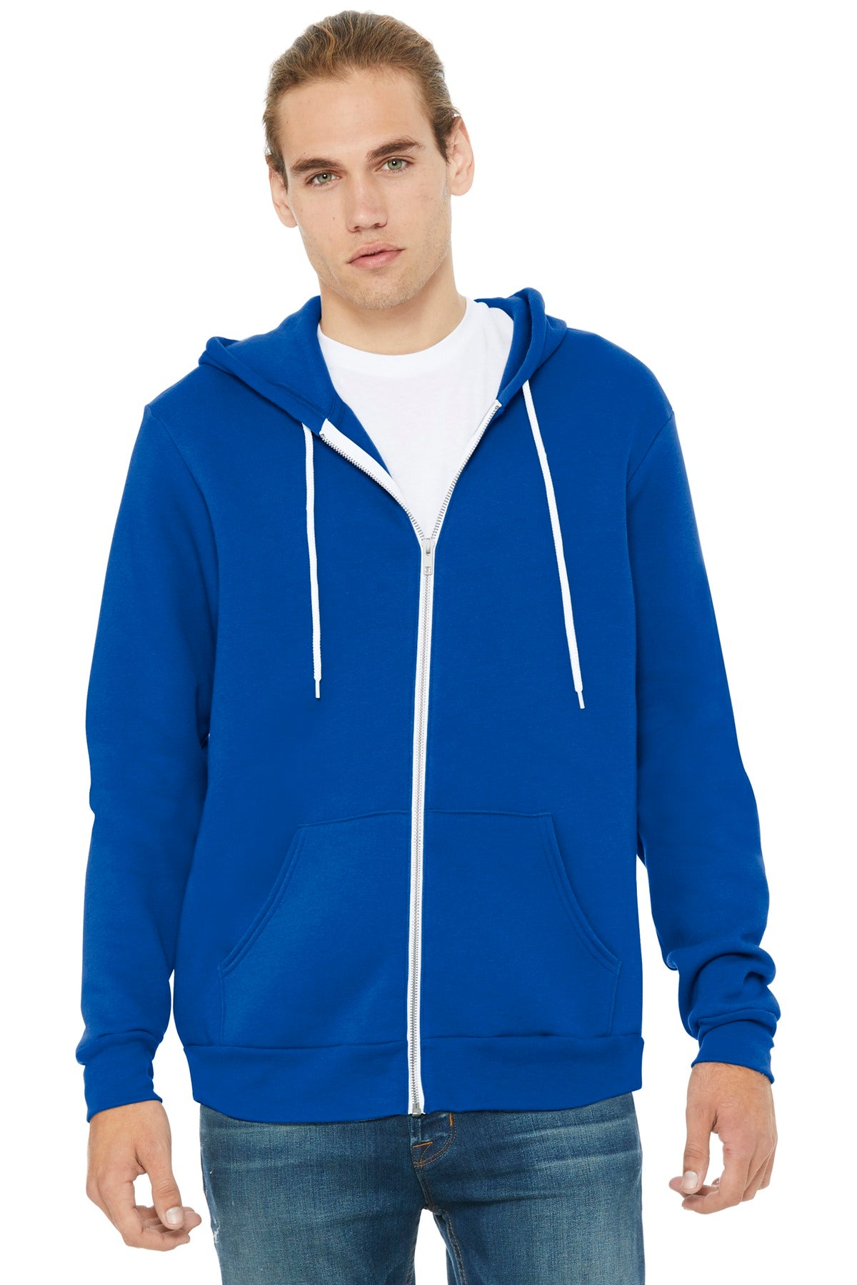 Custom True Royal Unisex Sponge Fleece Full-Zip Hoodie BC3739, personalized by SanCanDo Swag in Argyle, TX