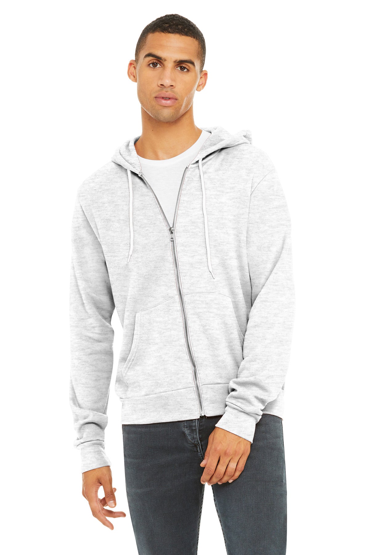 Custom Ash Unisex Sponge Fleece Full-Zip Hoodie BC3739, personalized by SanCanDo Swag in Argyle, TX