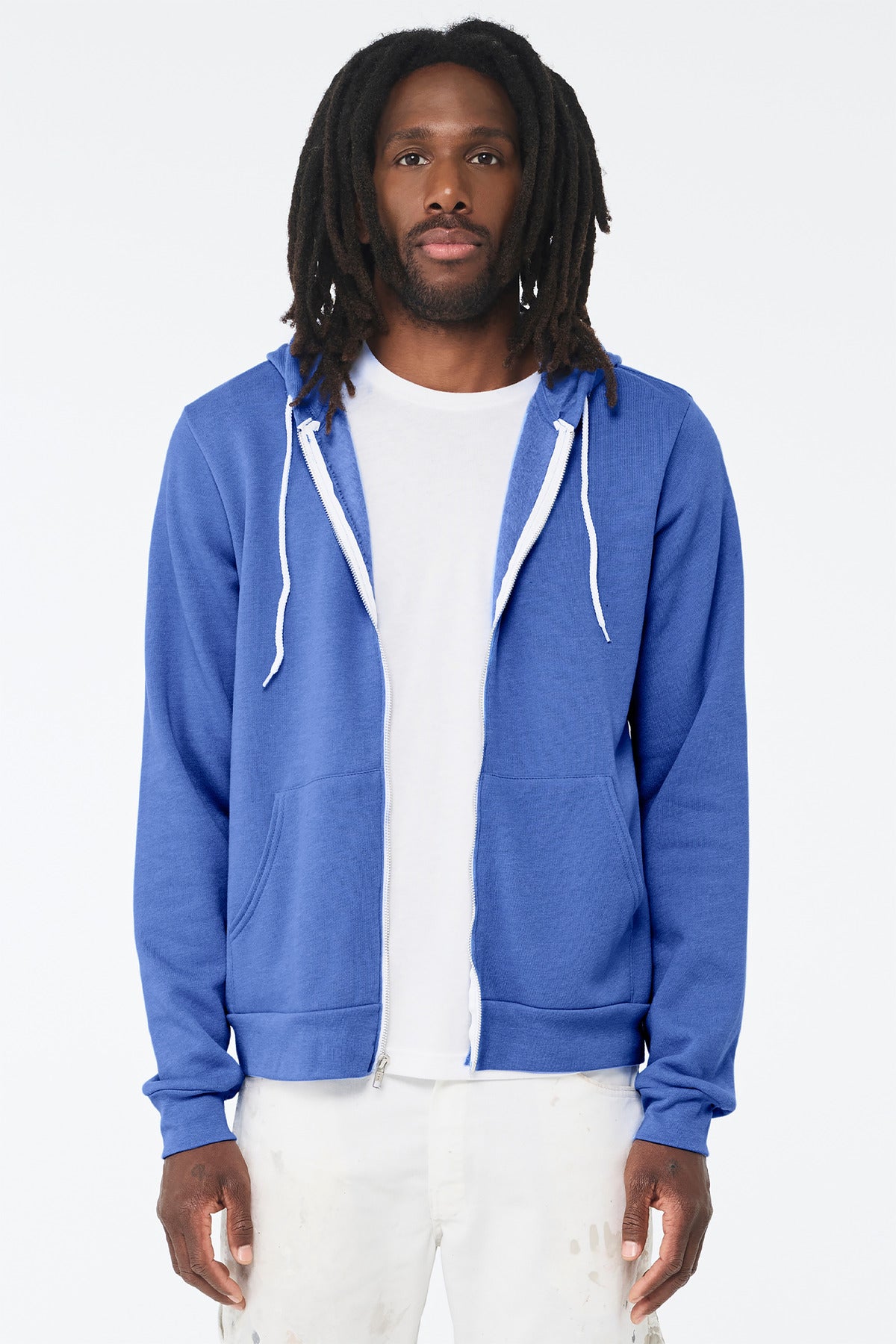 Custom Heather Columbia Blue Unisex Sponge Fleece Full-Zip Hoodie BC3739, personalized by SanCanDo Swag in Argyle, TX