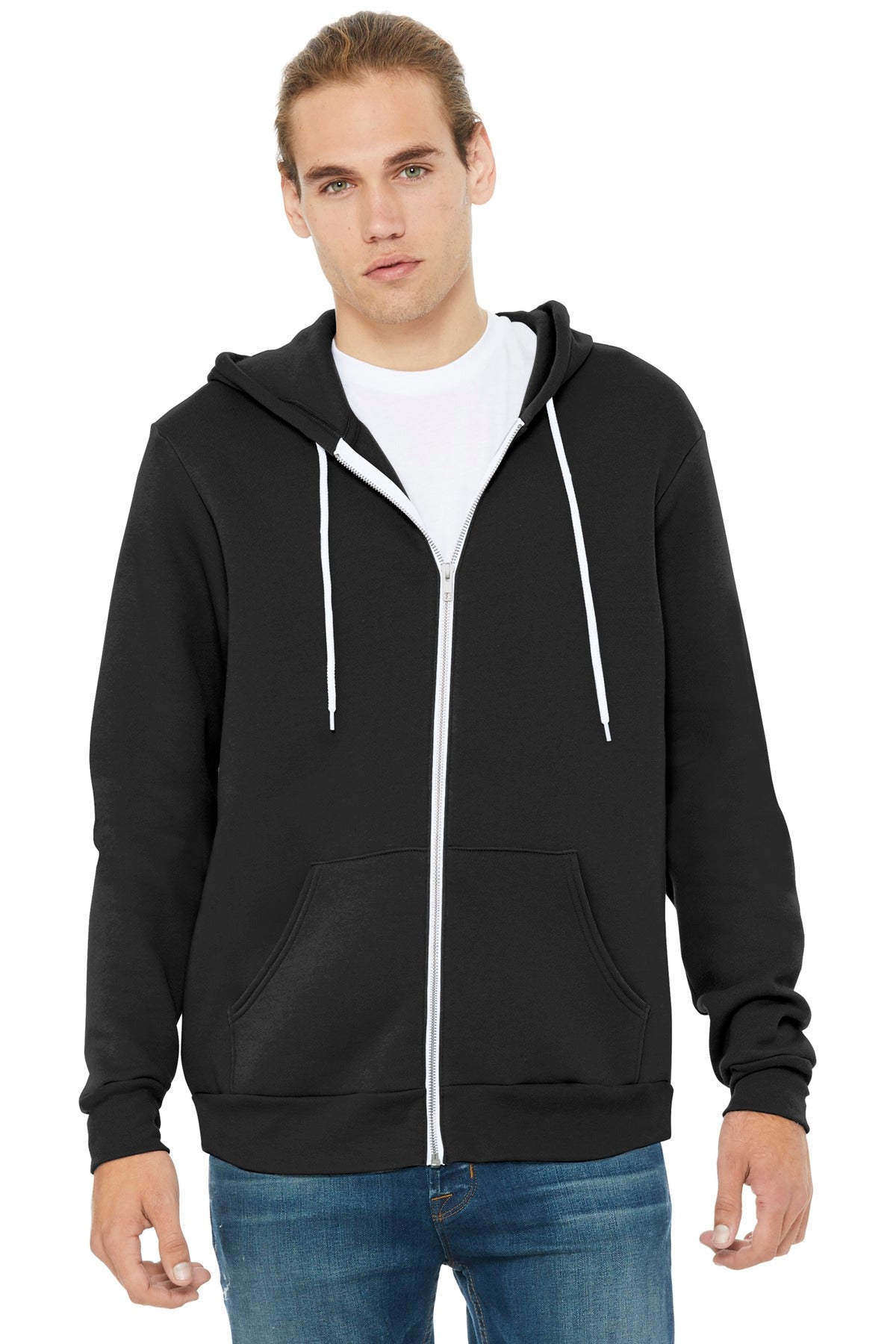 Custom Black Unisex Sponge Fleece Full-Zip Hoodie BC3739, personalized by SanCanDo Swag in Argyle, TX