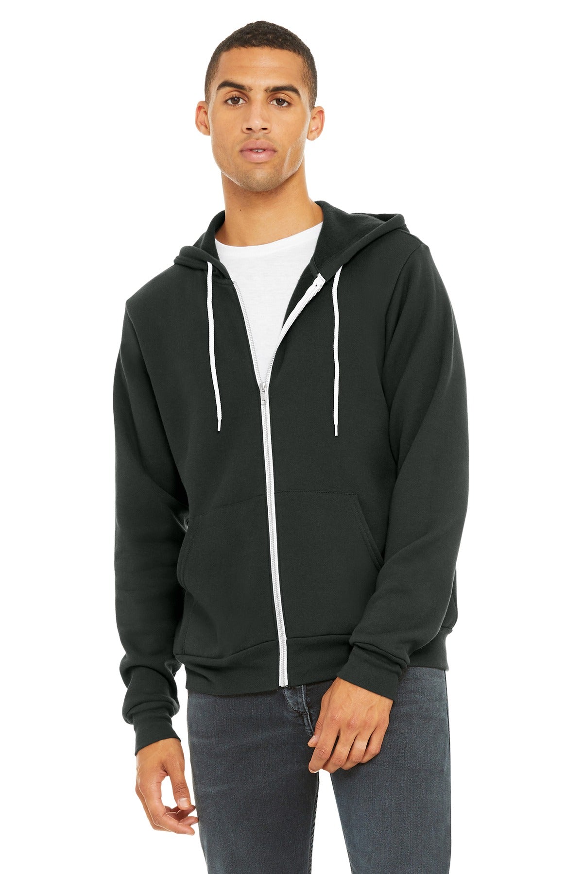 Custom Dark Grey Unisex Sponge Fleece Full-Zip Hoodie BC3739, personalized by SanCanDo Swag in Argyle, TX
