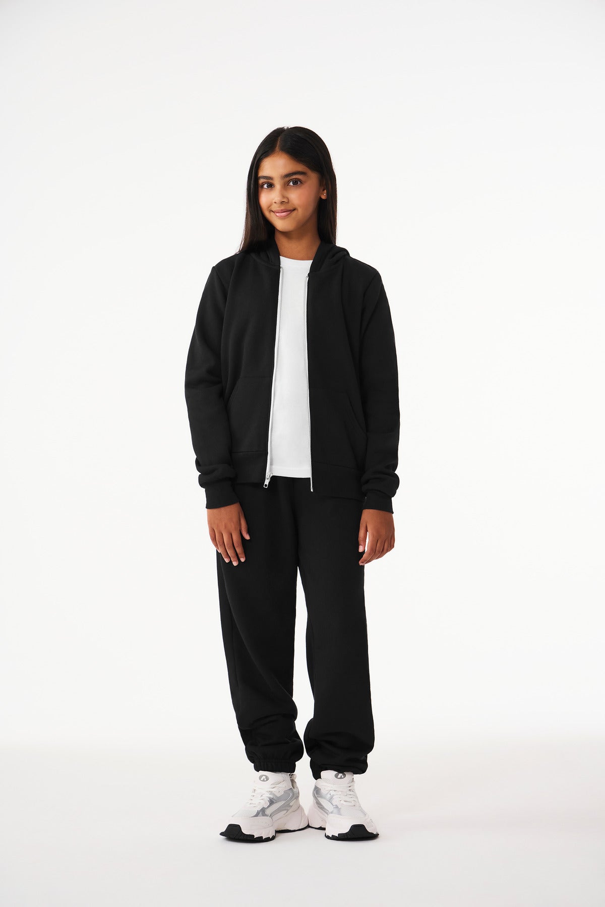 Custom Black Youth Sponge Fleece Full-Zip Hoodie BC3739Y, personalized by SanCanDo Swag in Argyle, TX