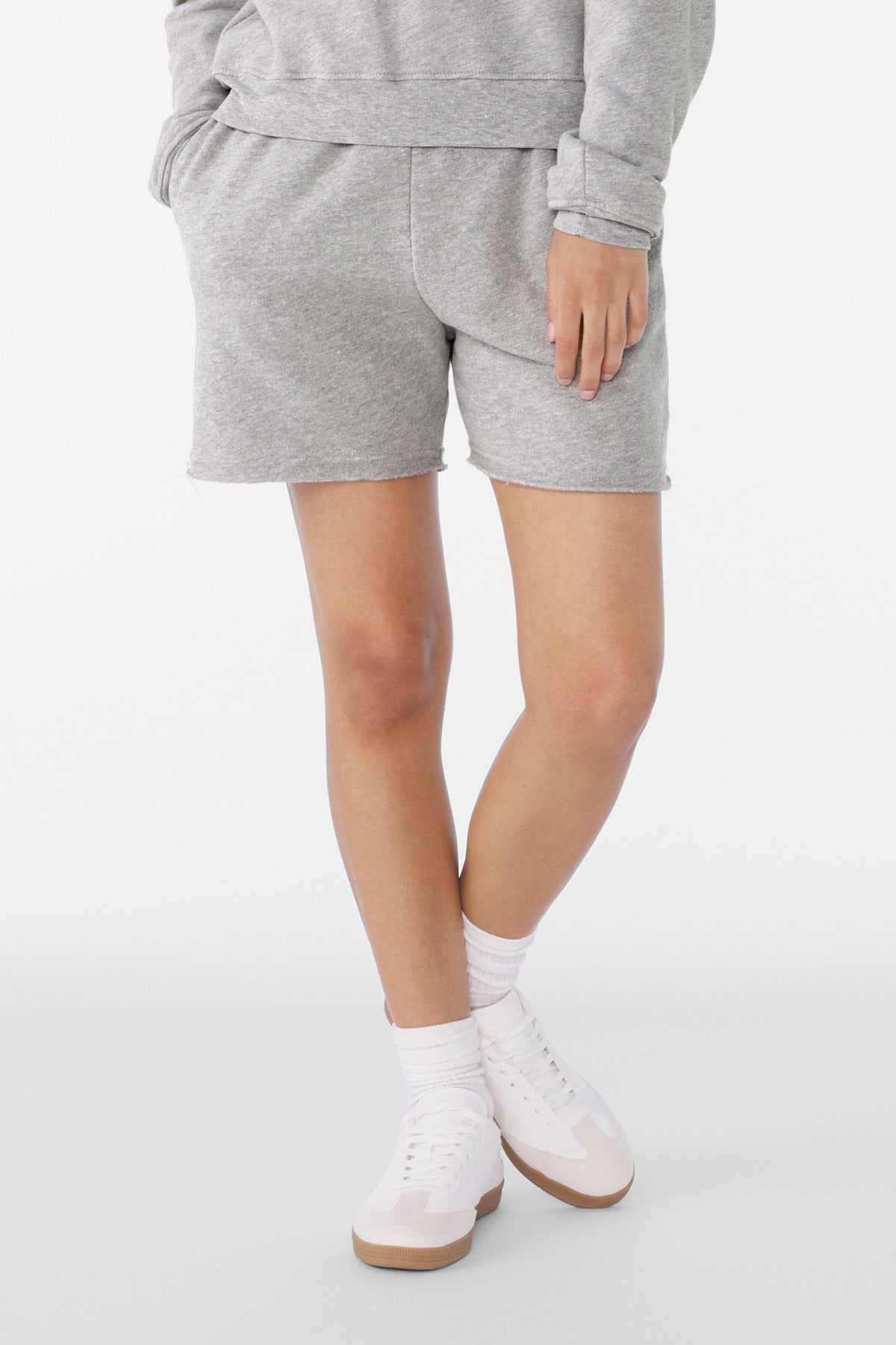 Custom Athletic Heather Women's Cutoff Sweatshort BC3787, personalized by SanCanDo Swag in Argyle, TX